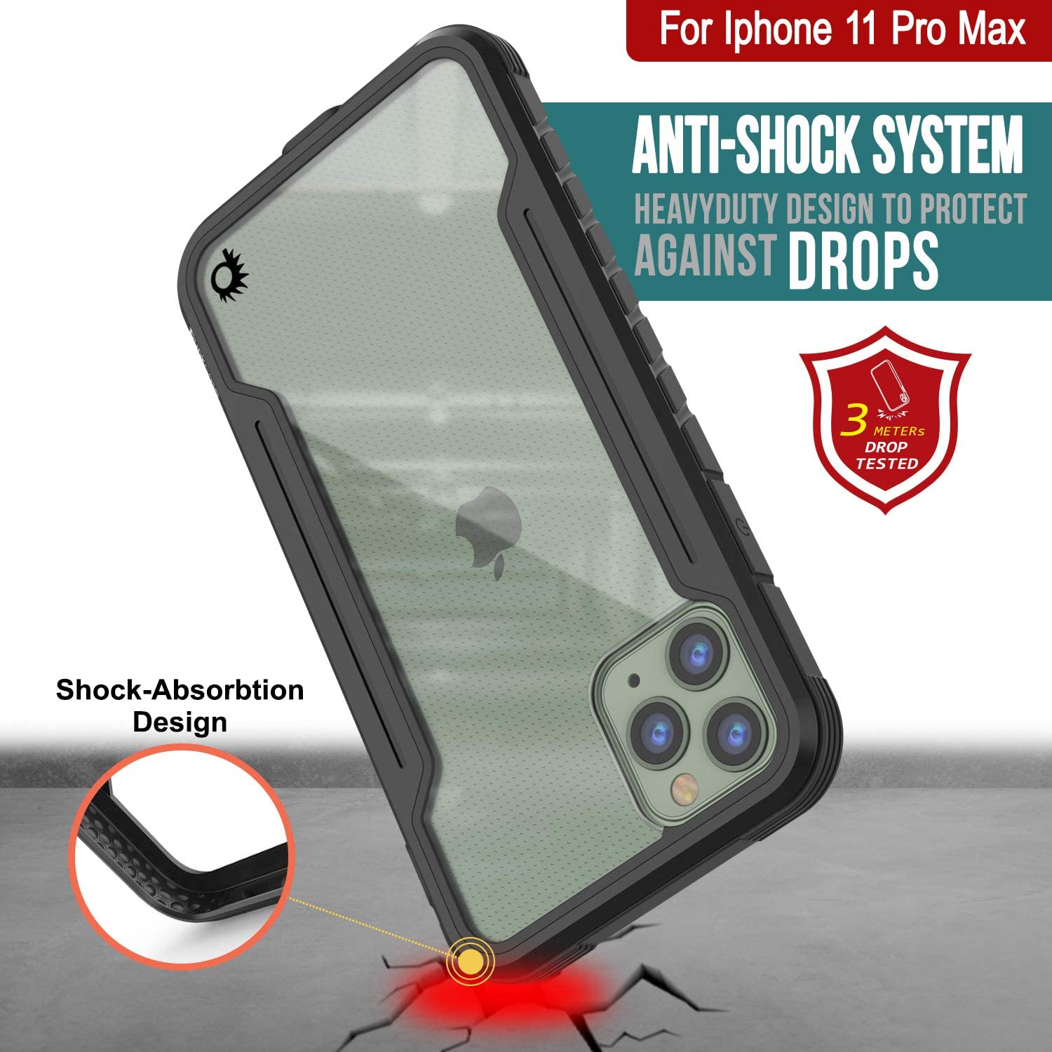 Punkcase iPhone 11 Pro Max ravenger Case Protective Military Grade Multilayer Cover [Black]