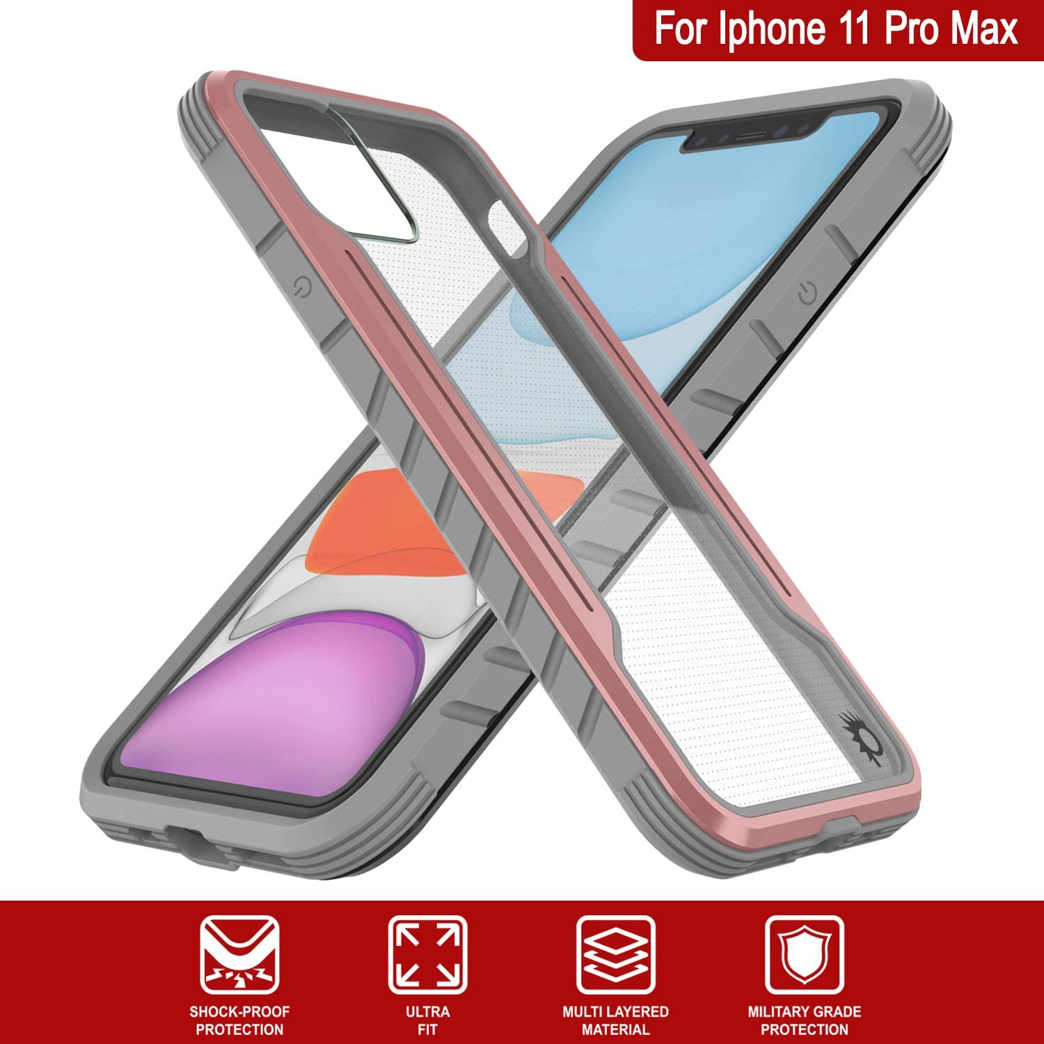 Punkcase iPhone 12 Pro Max ravenger Case Protective Military Grade Multilayer Cover [Rose-Gold]