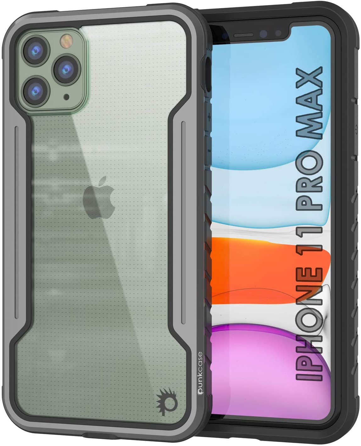 Punkcase iPhone 11 Pro Max ravenger Case Protective Military Grade Multilayer Cover [Grey-Black]
