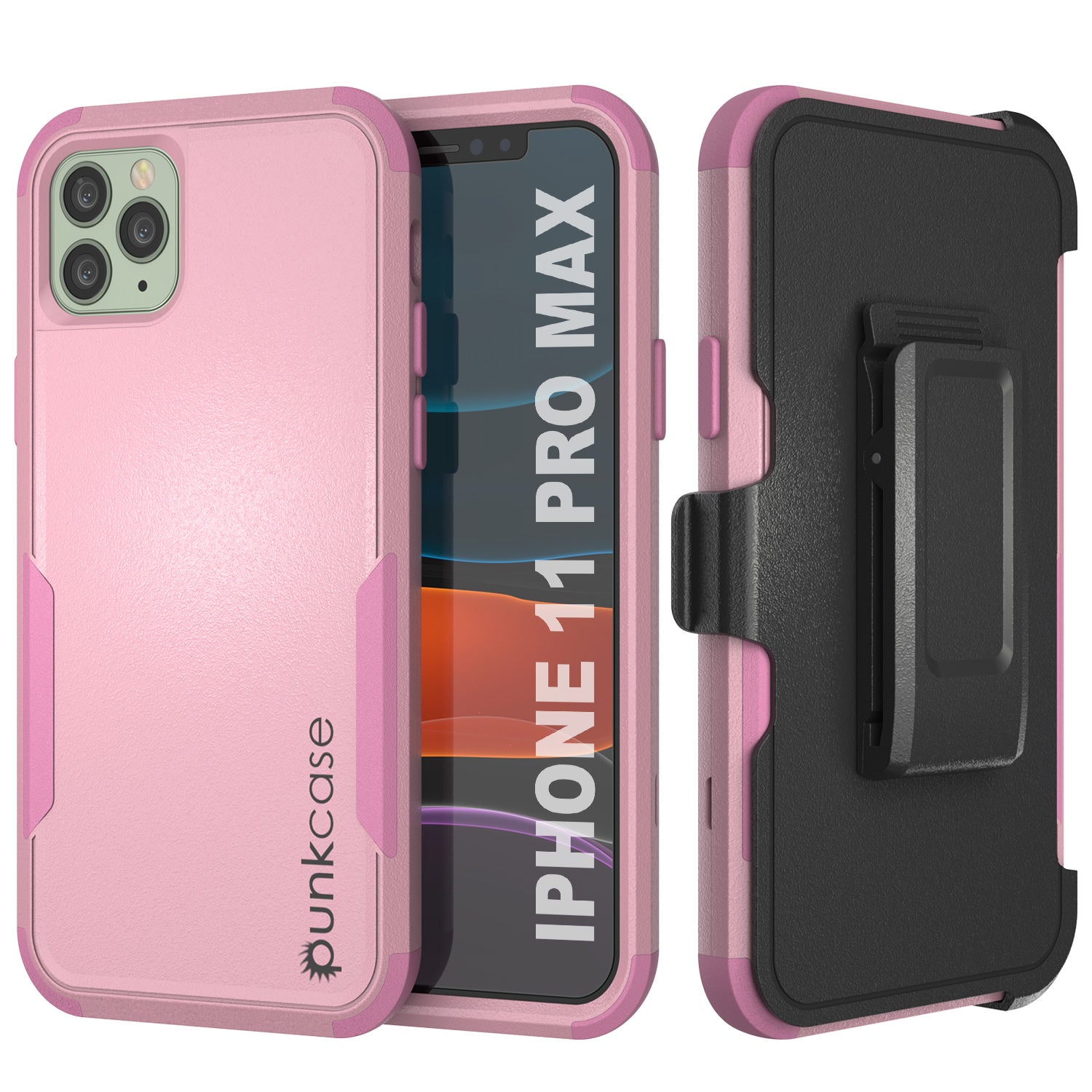 Punkcase for iPhone 11 Pro Max Belt Clip Multilayer Holster Case [Patron Series] [Pink]