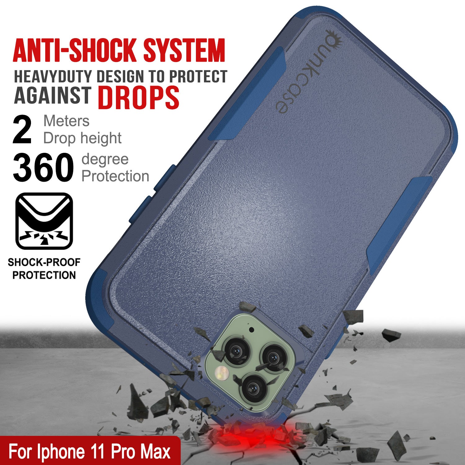 Punkcase for iPhone 11 Pro Max Belt Clip Multilayer Holster Case [Patron Series] [Navy]