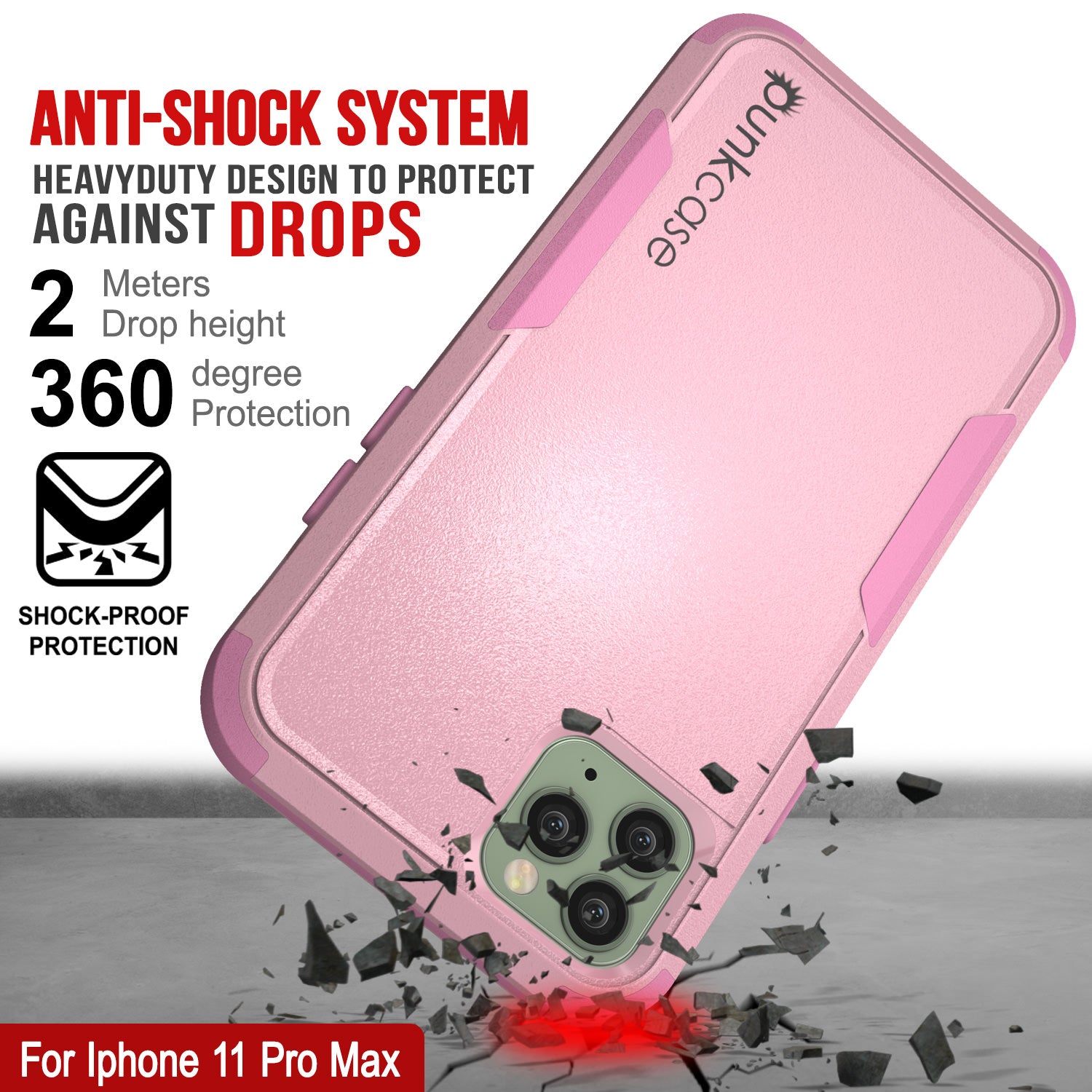 Punkcase for iPhone 11 Pro Max Belt Clip Multilayer Holster Case [Patron Series] [Pink]