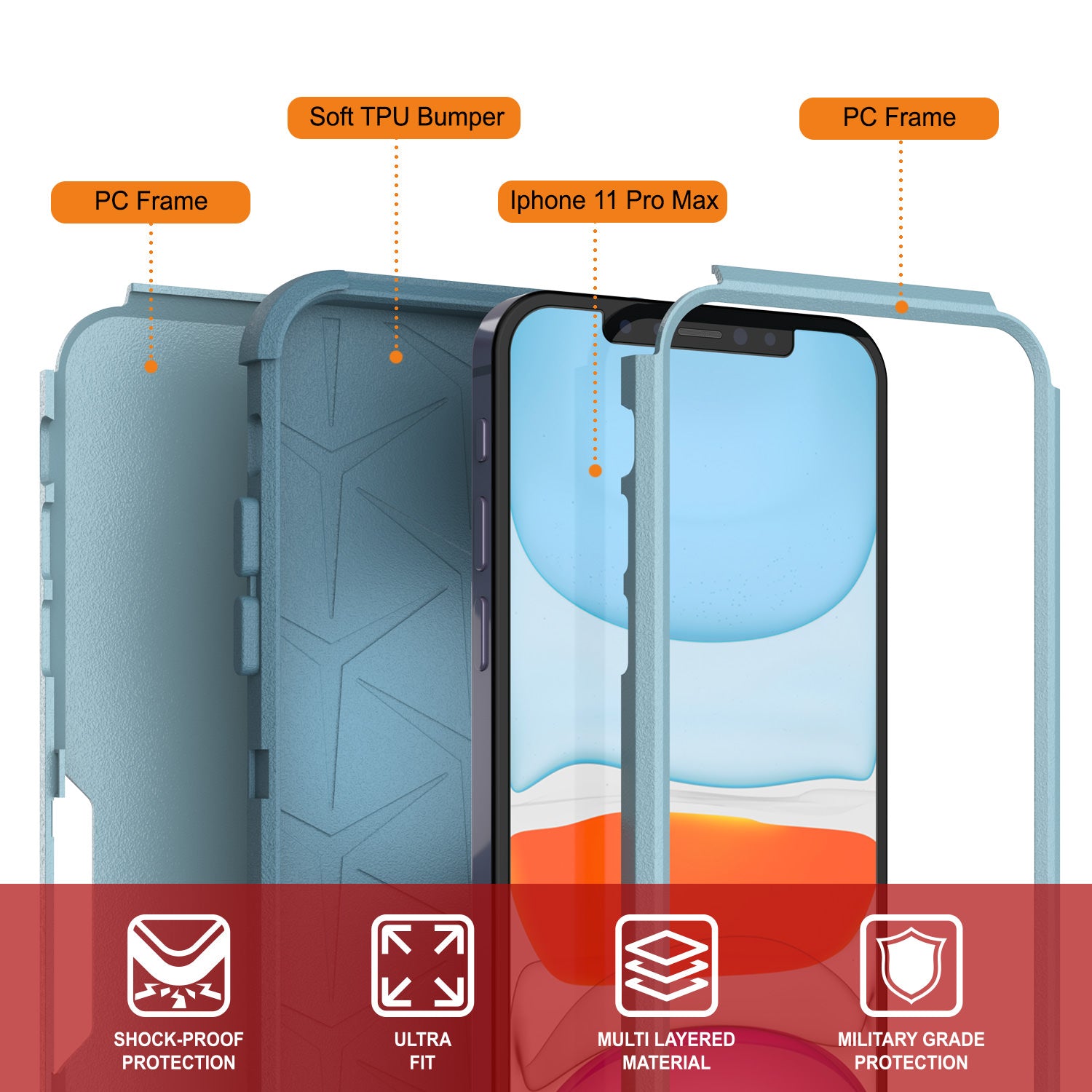 Punkcase for iPhone 11 Pro Max Belt Clip Multilayer Holster Case [Patron Series] [Mint]