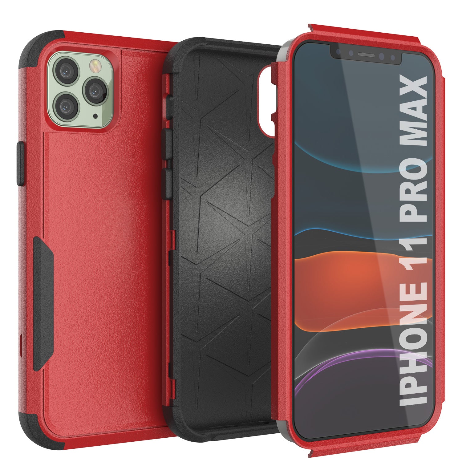 Punkcase for iPhone 11 Pro Max Belt Clip Multilayer Holster Case [Patron Series] [Red-Black]
