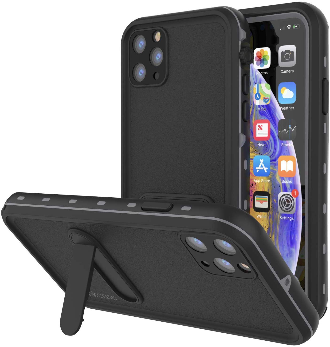 Punkcase iPhone 11 Pro Max Waterproof Case [KickStud Series] Slim Fit IP68 Certified [Shockproof] Armor Cover w/Built-In Screen Protector + Kickstand