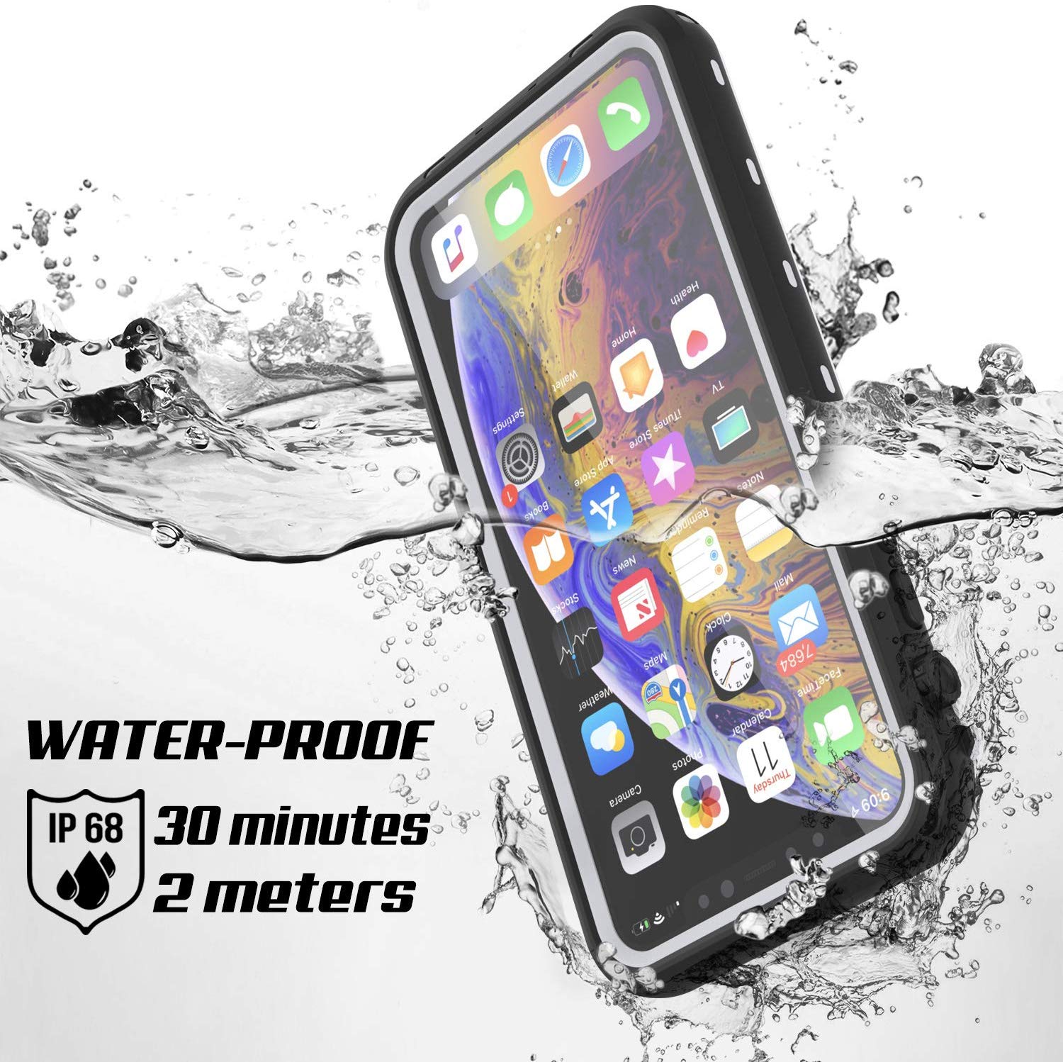 iPhone 11 Pro Max Waterproof Case, Punkcase [KickStud Series] Armor Cover [White]