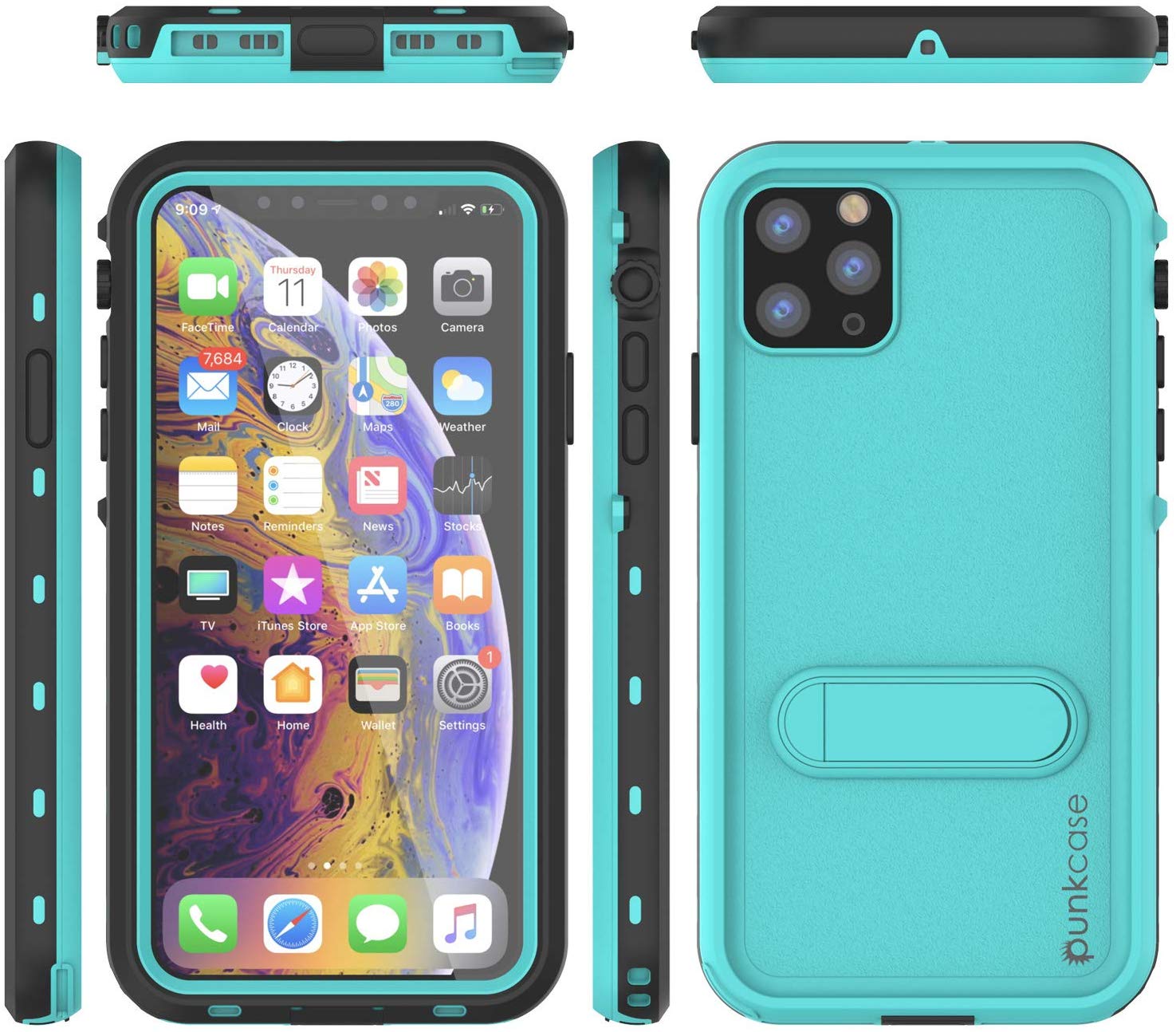iPhone 11 Pro Max Waterproof Case, Punkcase [KickStud Series] Armor Cover [Teal]