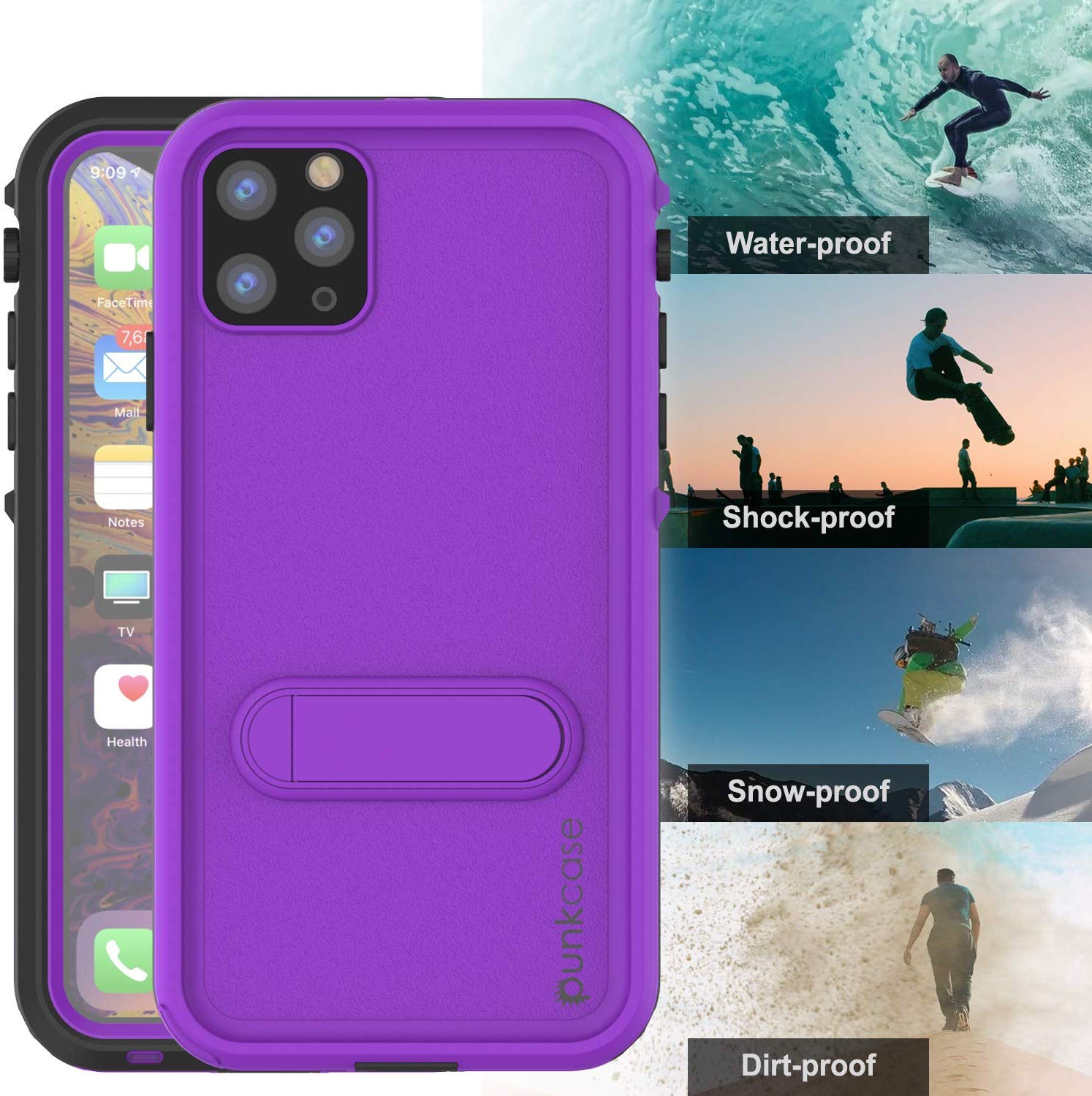 iPhone 11 Pro Max Waterproof Case, Punkcase [KickStud Series] Armor Cover [Purple]