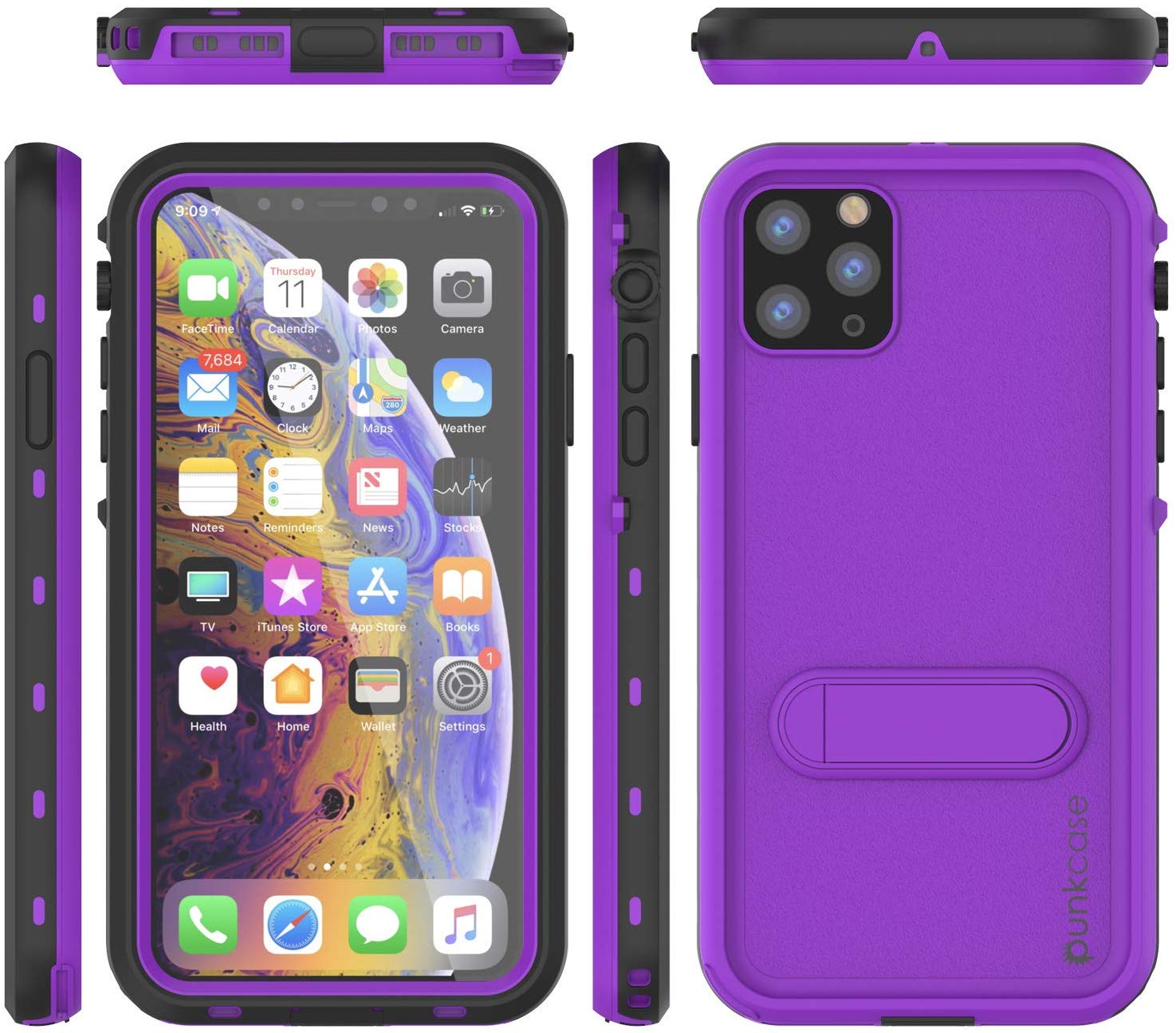 iPhone 11 Pro Max Waterproof Case, Punkcase [KickStud Series] Armor Cover [Purple]
