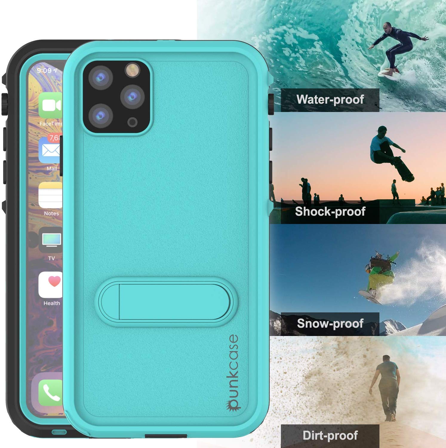 iPhone 11 Pro Max Waterproof Case, Punkcase [KickStud Series] Armor Cover [Teal]