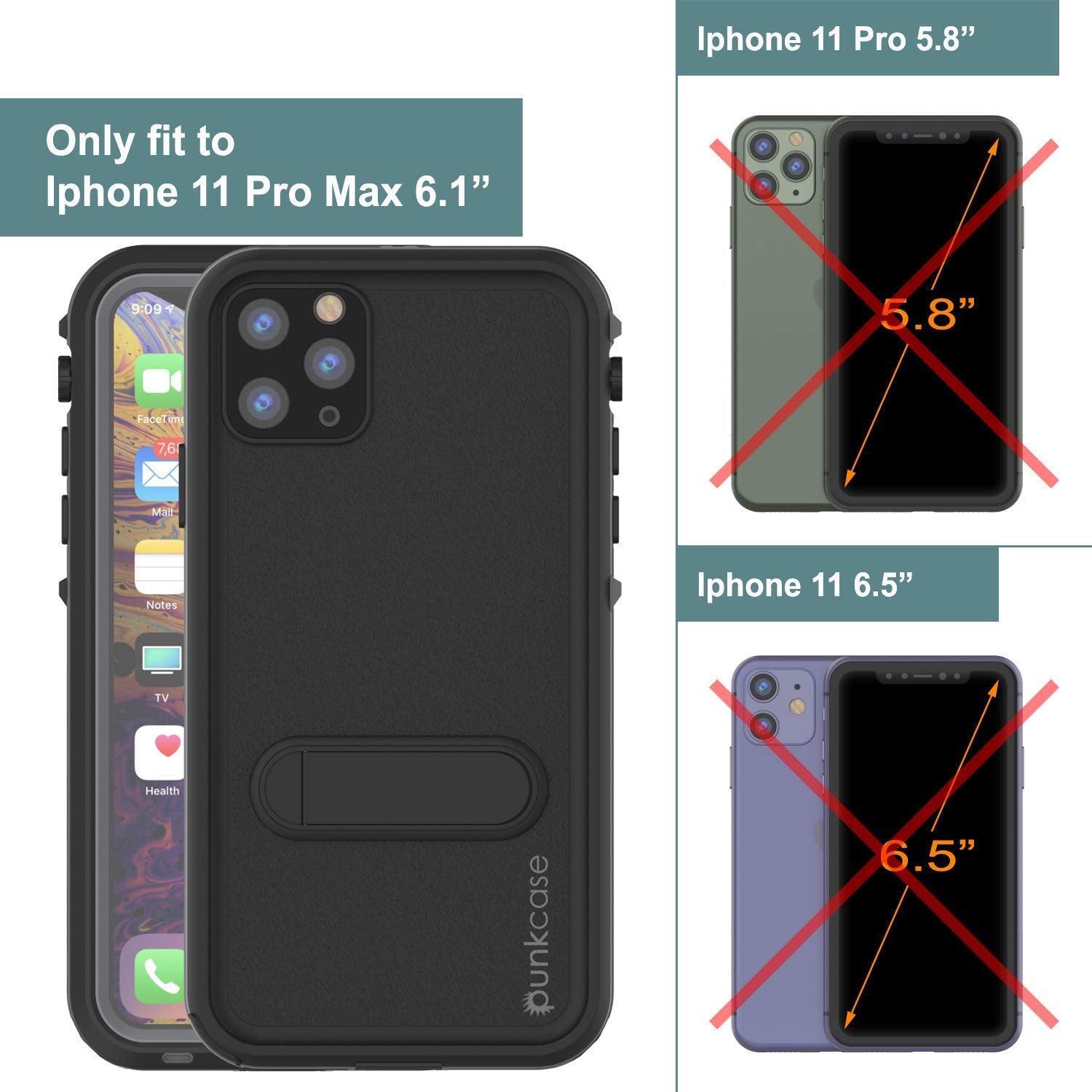 iPhone 11 Pro Max Waterproof Case, Punkcase [KickStud Series] Armor Cover  [Black]