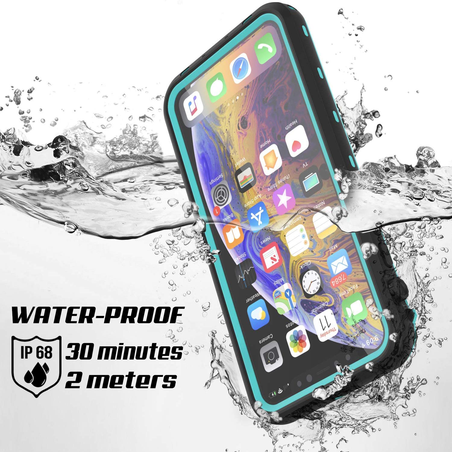 iPhone 11 Pro Max Waterproof Case, Punkcase [KickStud Series] Armor Cover [Teal]