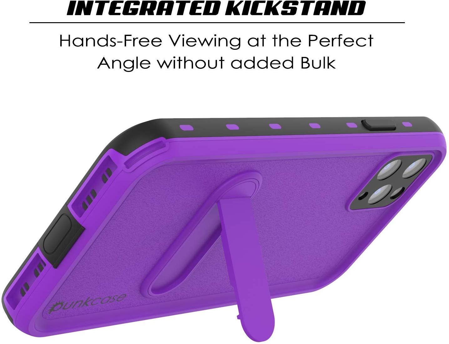 iPhone 11 Pro Max Waterproof Case, Punkcase [KickStud Series] Armor Cover [Purple]
