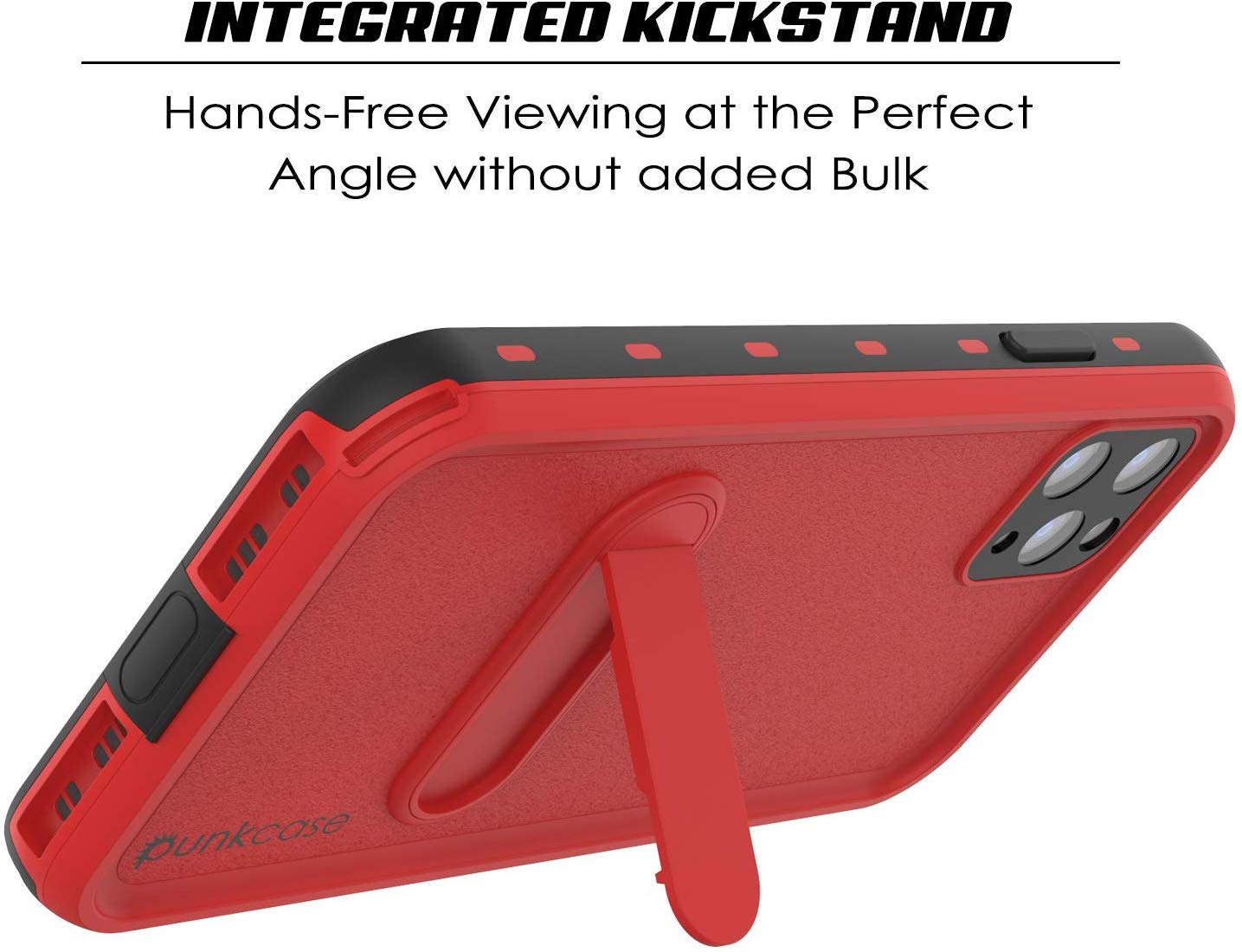 iPhone 11 Pro Max Waterproof Case, Punkcase [KickStud Series] Armor Cover [Red]