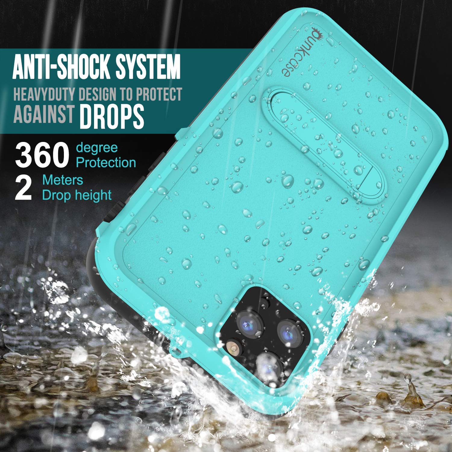 iPhone 11 Pro Max Waterproof Case, Punkcase [KickStud Series] Armor Cover [Teal]