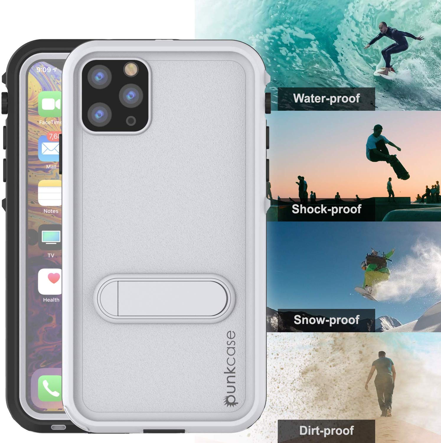 iPhone 11 Pro Max Waterproof Case, Punkcase [KickStud Series] Armor Cover [White]