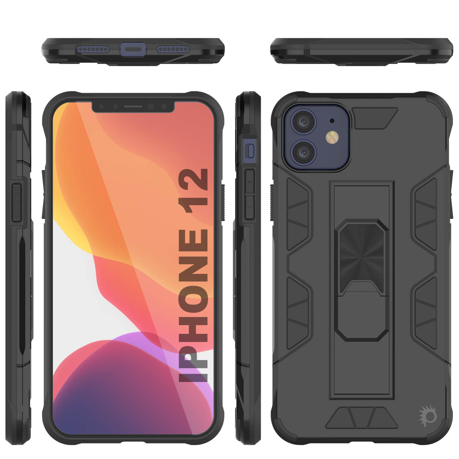 Punkcase iPhone 12 Case [ArmorShield Series] Military Style Protective Dual Layer Case Black