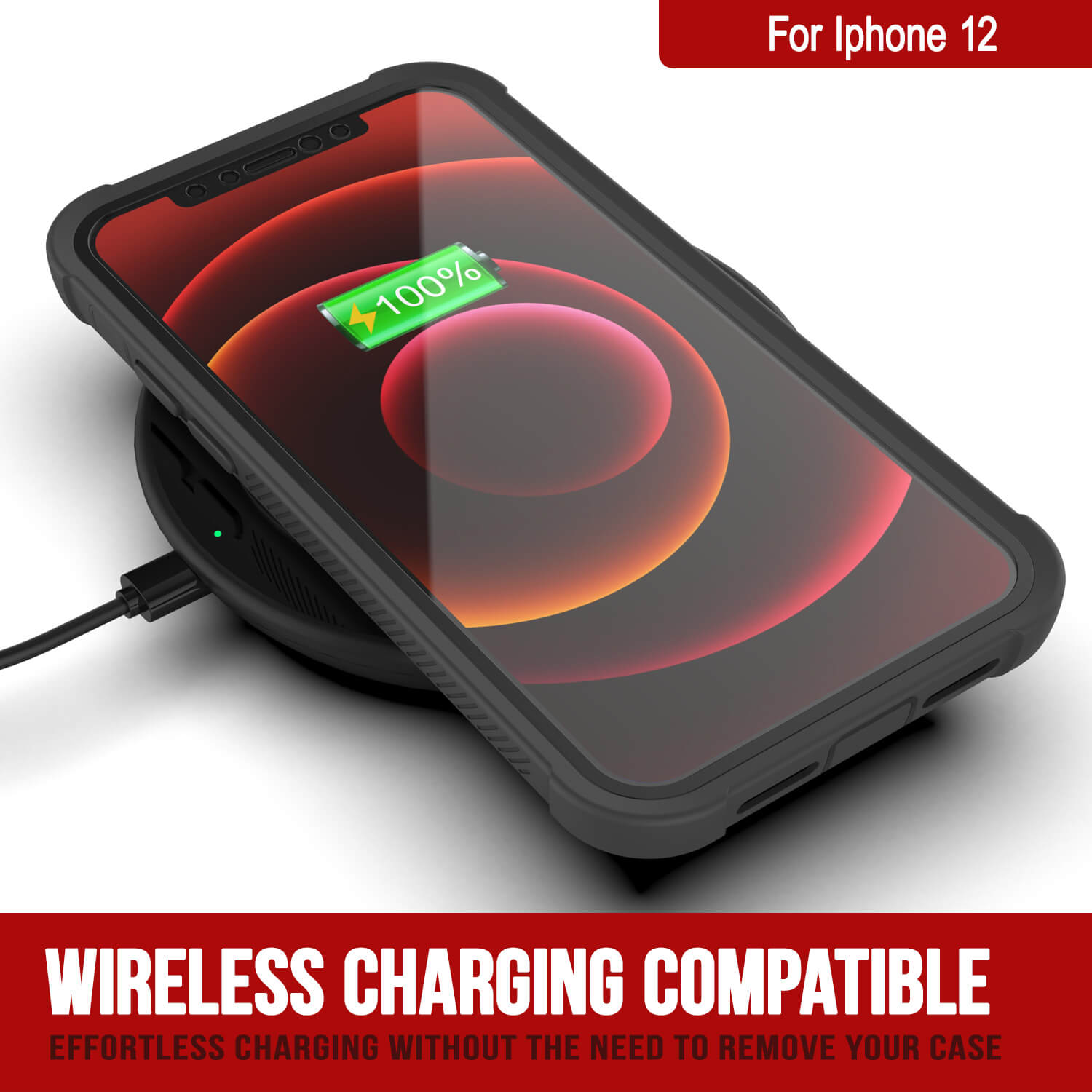 PunkCase iPhone 12 Case, [Spartan Series] Clear Rugged Heavy Duty Cover W/Built in Screen Protector [Black]