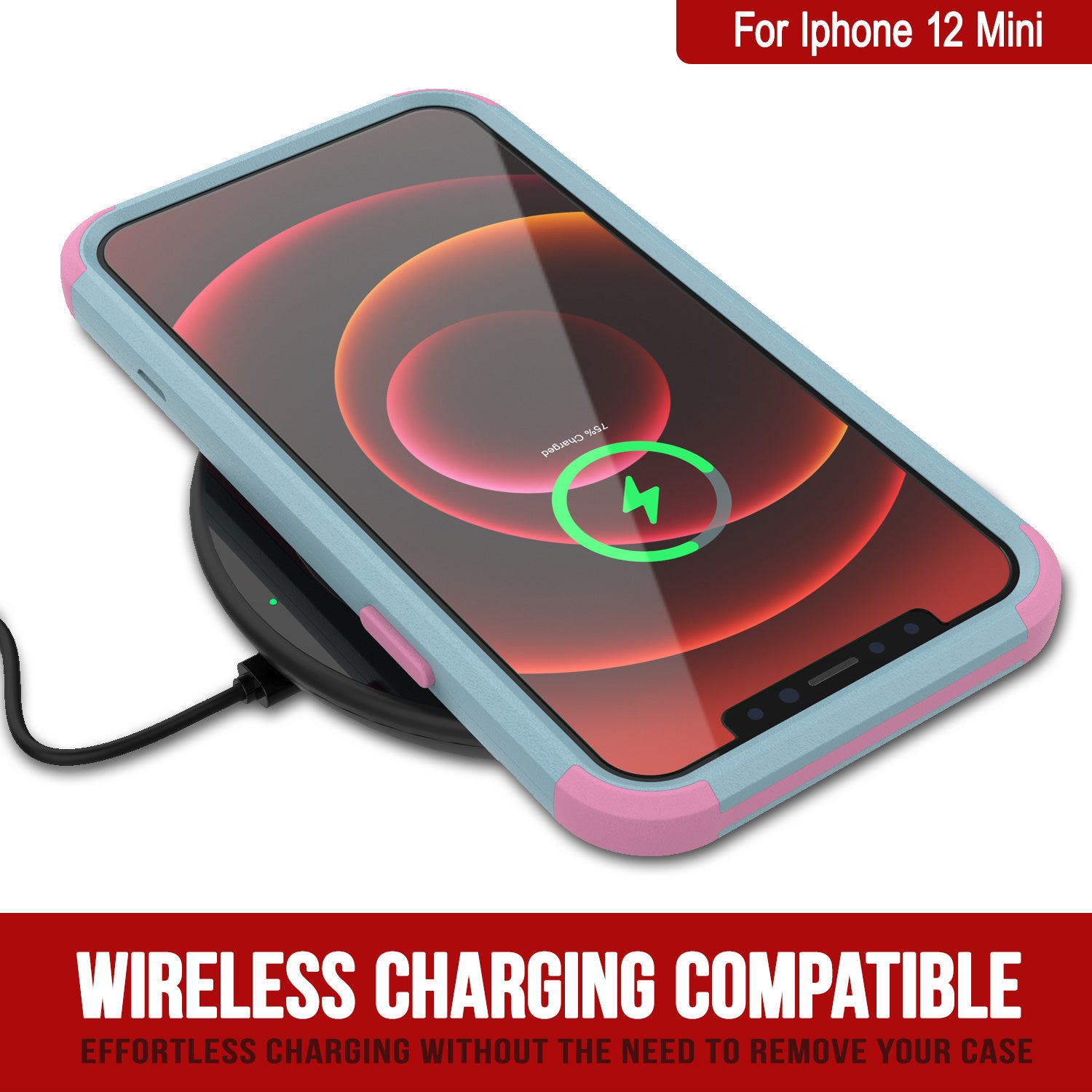 Punkcase for iPhone 12 Mini Belt Clip Multilayer Holster Case [Patron Series] [Mint-Pink]