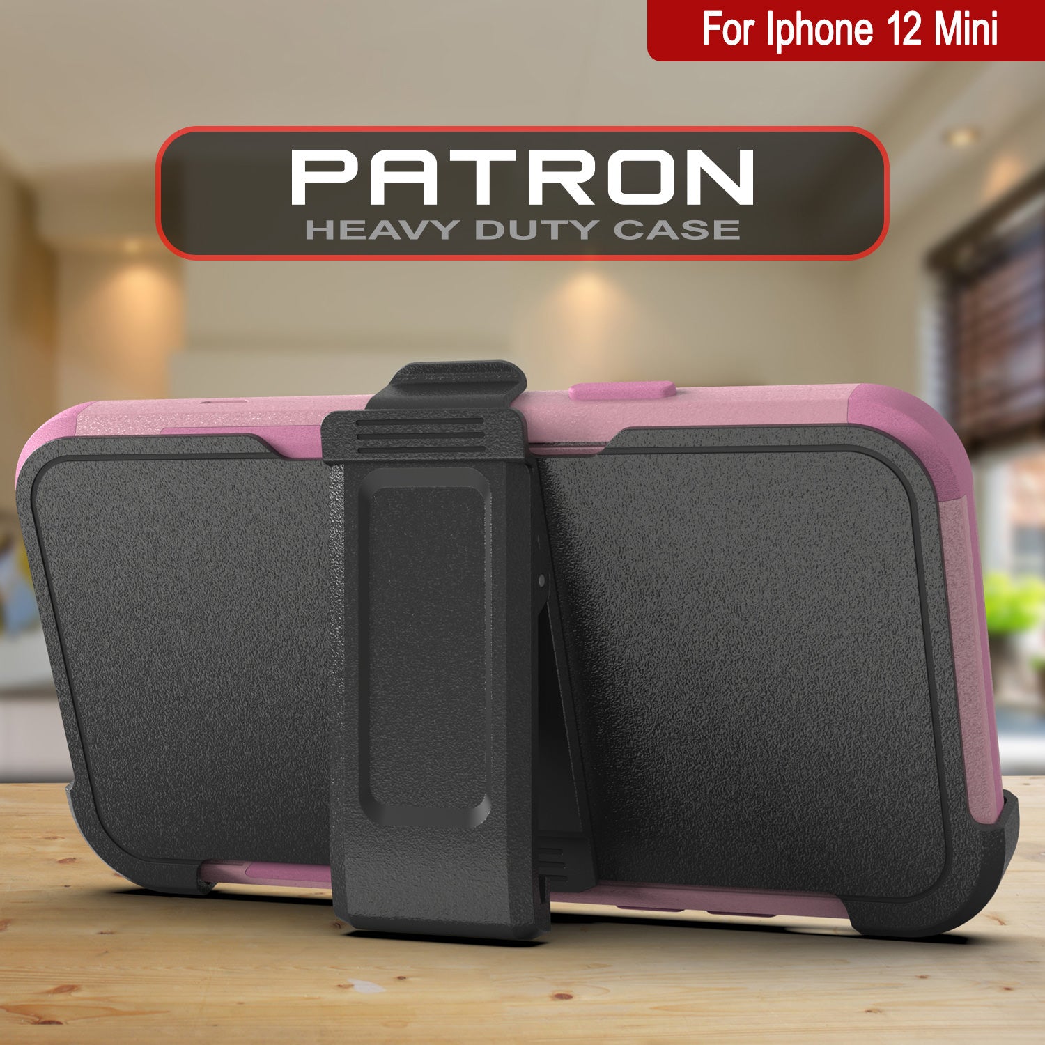 Punkcase for iPhone 12 Mini Belt Clip Multilayer Holster Case [Patron Series] [Pink]