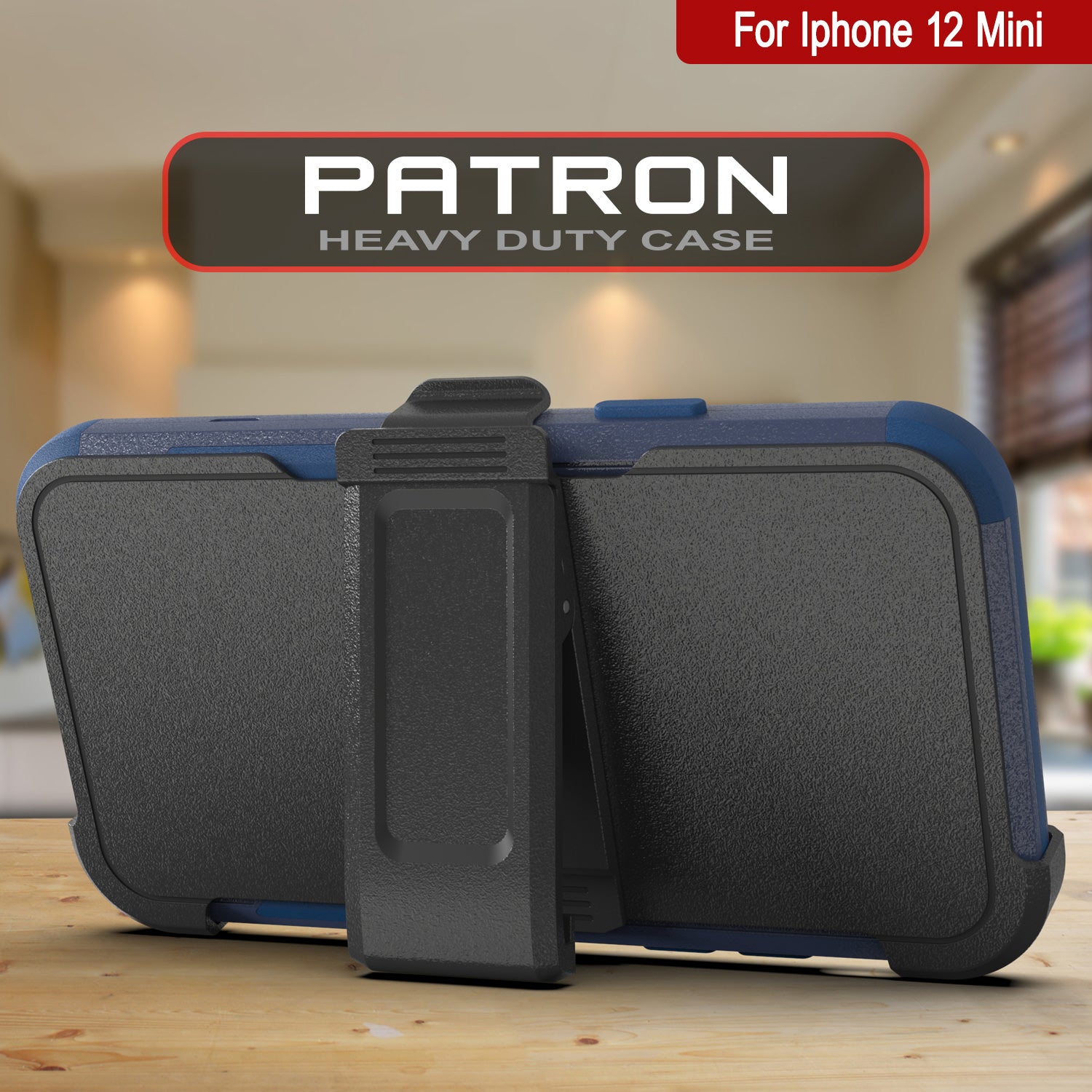 Punkcase for iPhone 12 Mini Belt Clip Multilayer Holster Case [Patron Series] [Navy]