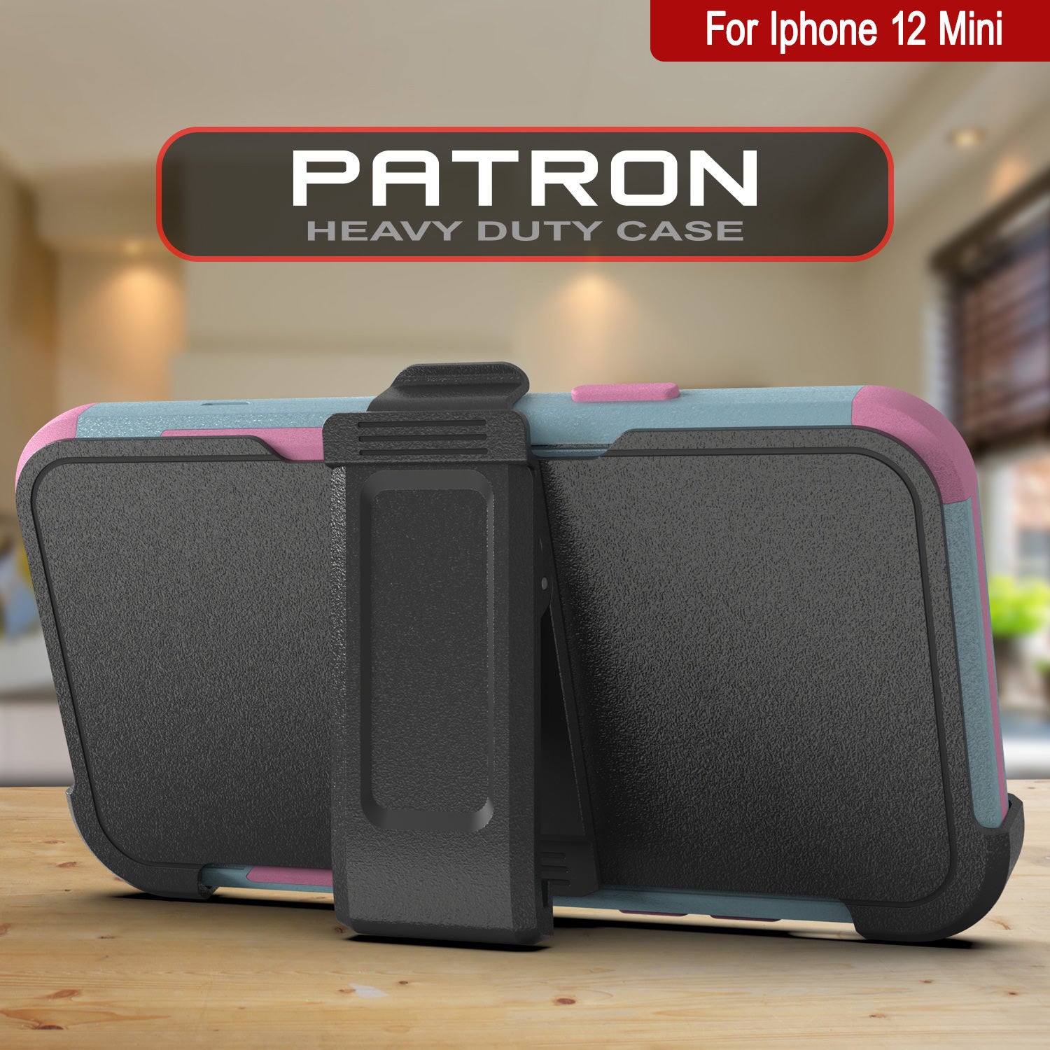Punkcase for iPhone 12 Mini Belt Clip Multilayer Holster Case [Patron Series] [Mint-Pink]