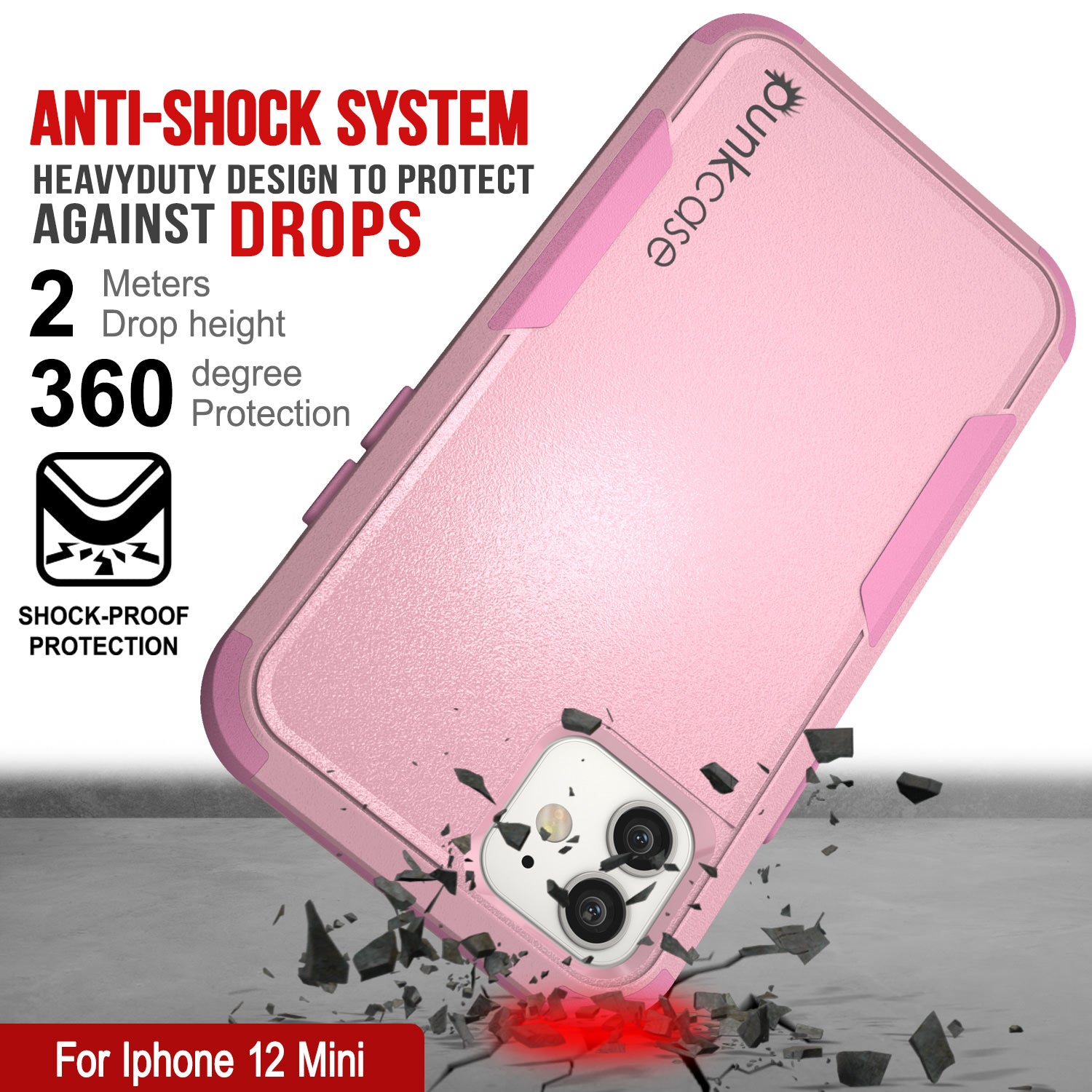 Punkcase for iPhone 12 Mini Belt Clip Multilayer Holster Case [Patron Series] [Pink]