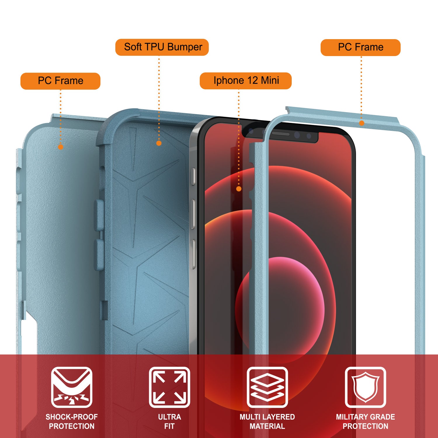 Punkcase for iPhone 12 Mini Belt Clip Multilayer Holster Case [Patron Series] [Mint]