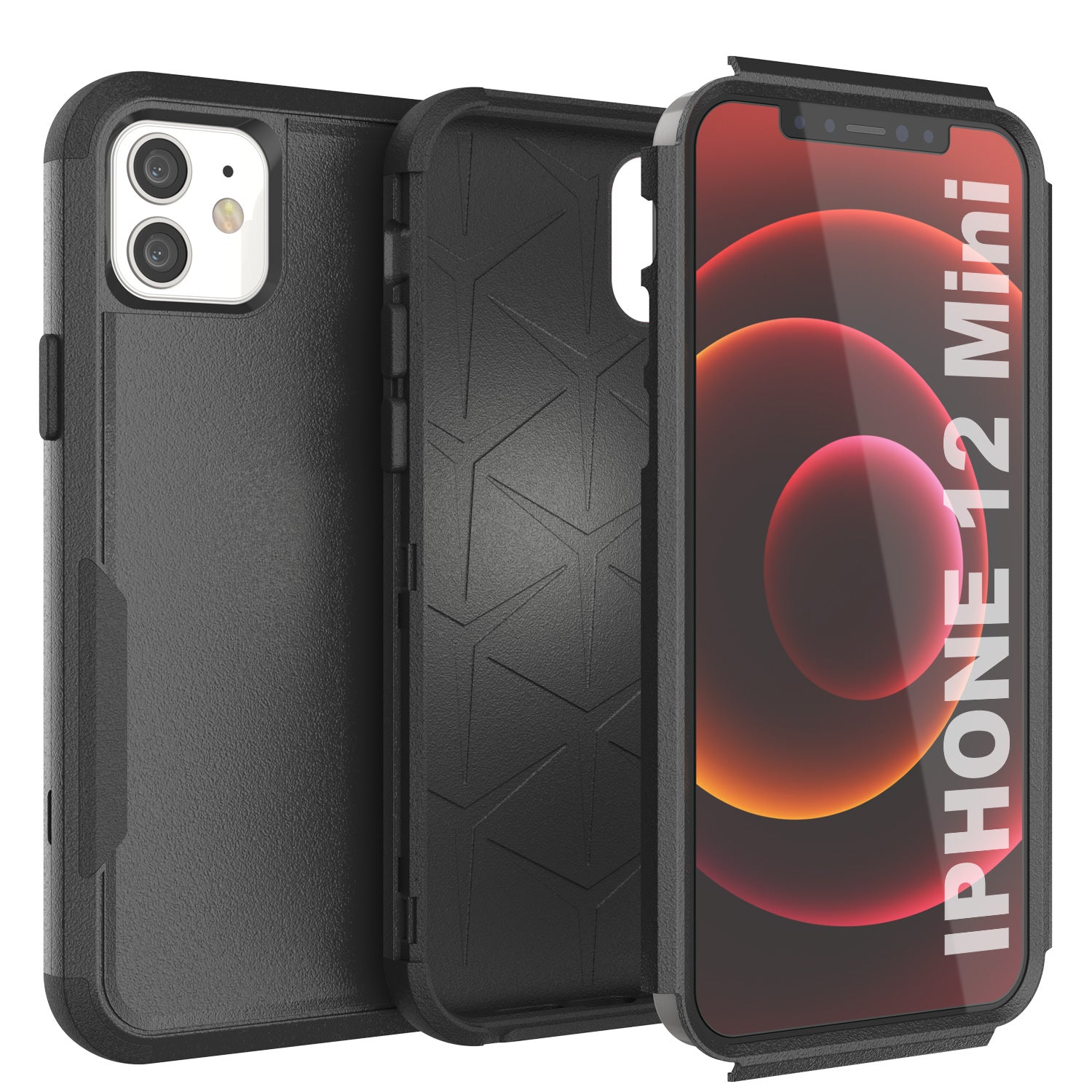 Punkcase for iPhone 12 Mini Belt Clip Multilayer Holster Case [Patron Series] [Black]