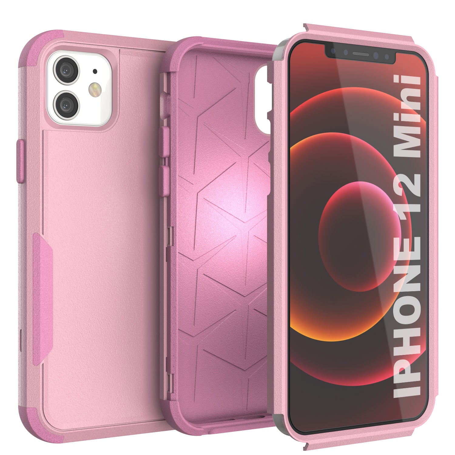 Punkcase for iPhone 12 Mini Belt Clip Multilayer Holster Case [Patron Series] [Pink]