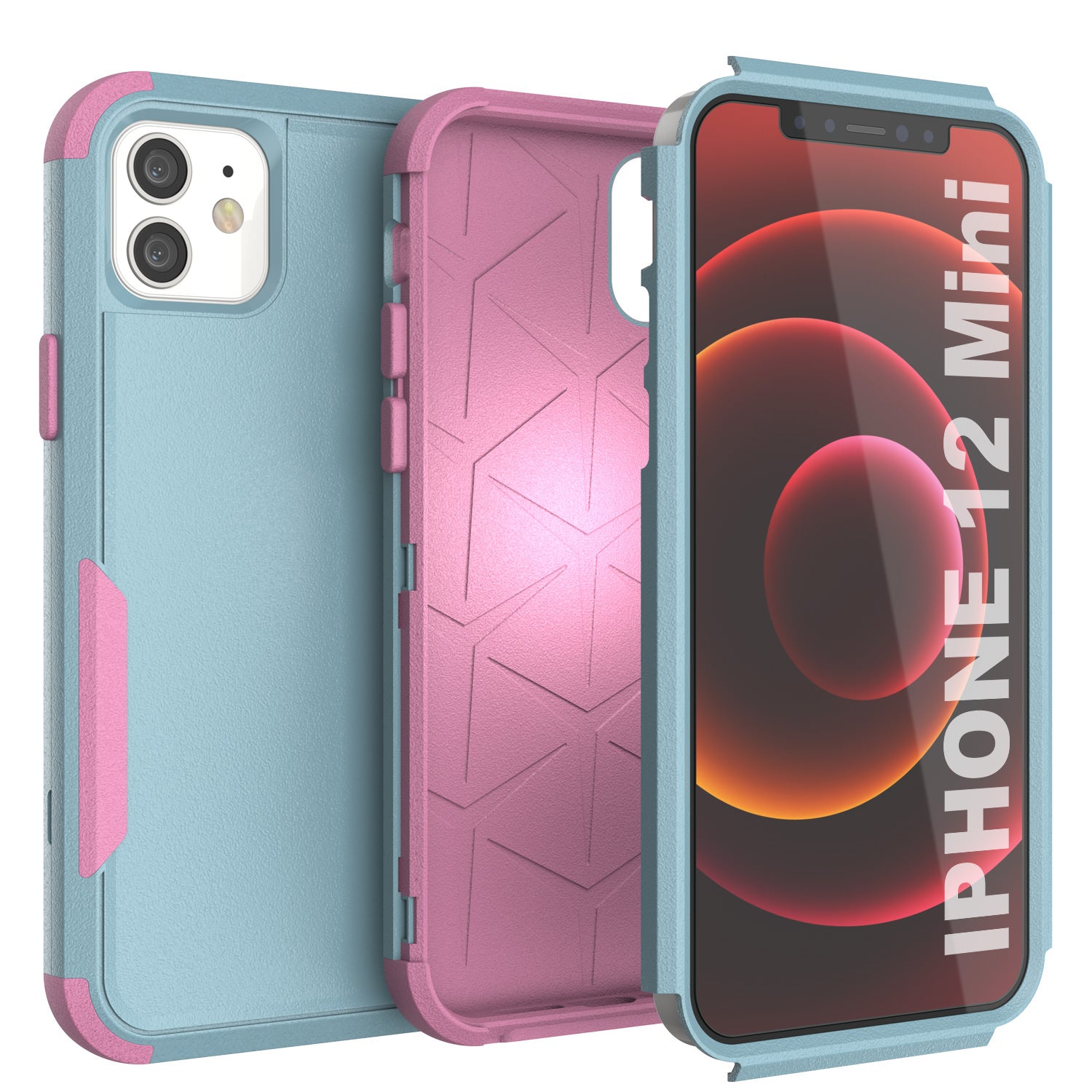 Punkcase for iPhone 12 Mini Belt Clip Multilayer Holster Case [Patron Series] [Mint-Pink]