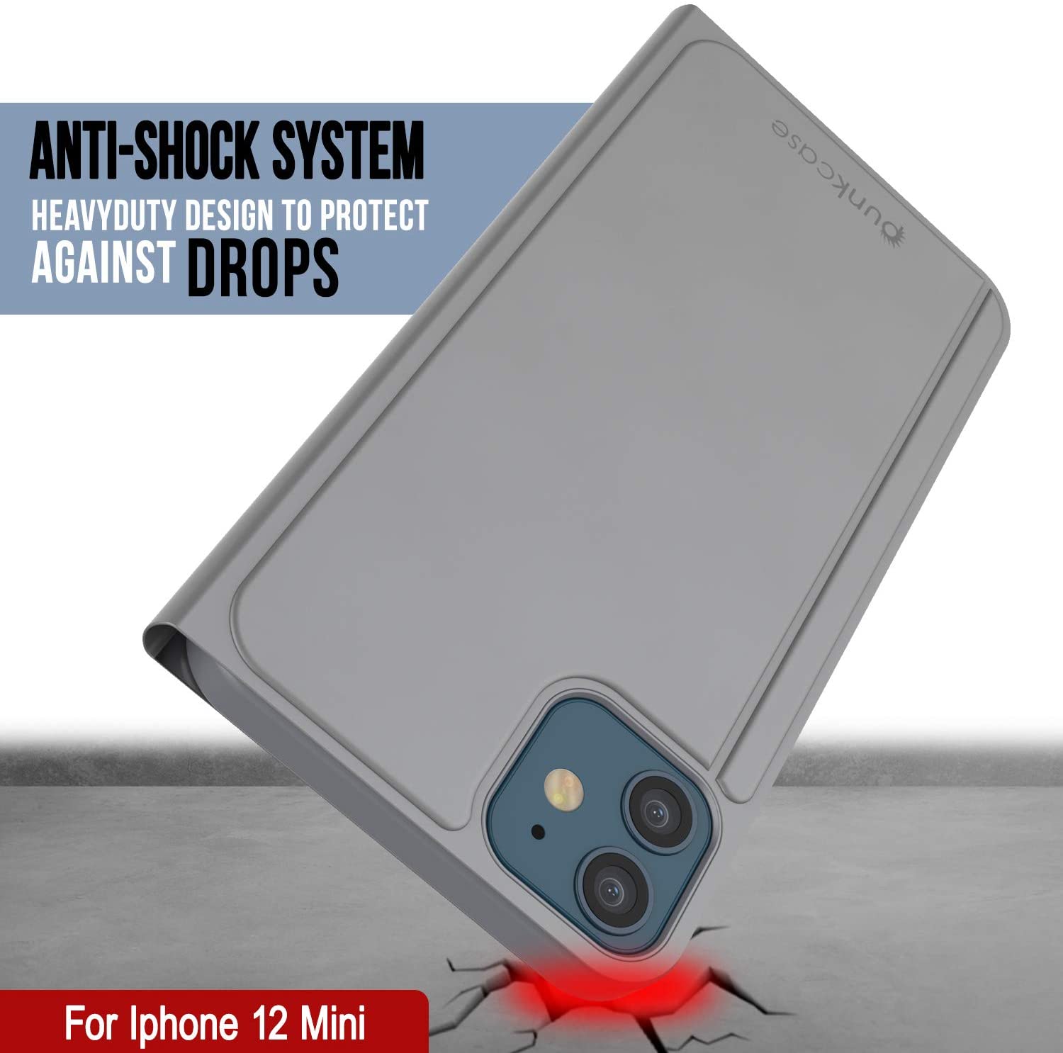 Punkcase iPhone 12 Mini Reflector Case Protective Flip Cover [Silver]