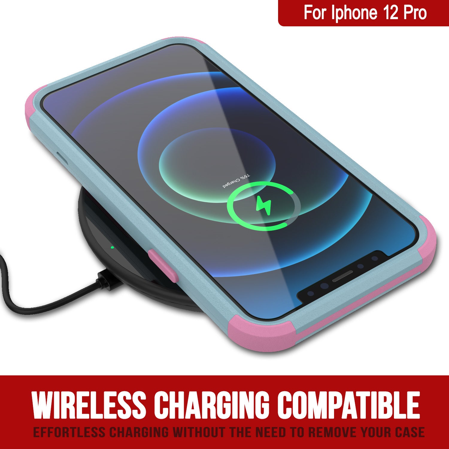 Punkcase for iPhone 12 Pro Belt Clip Multilayer Holster Case [Patron Series] [Mint-Pink]