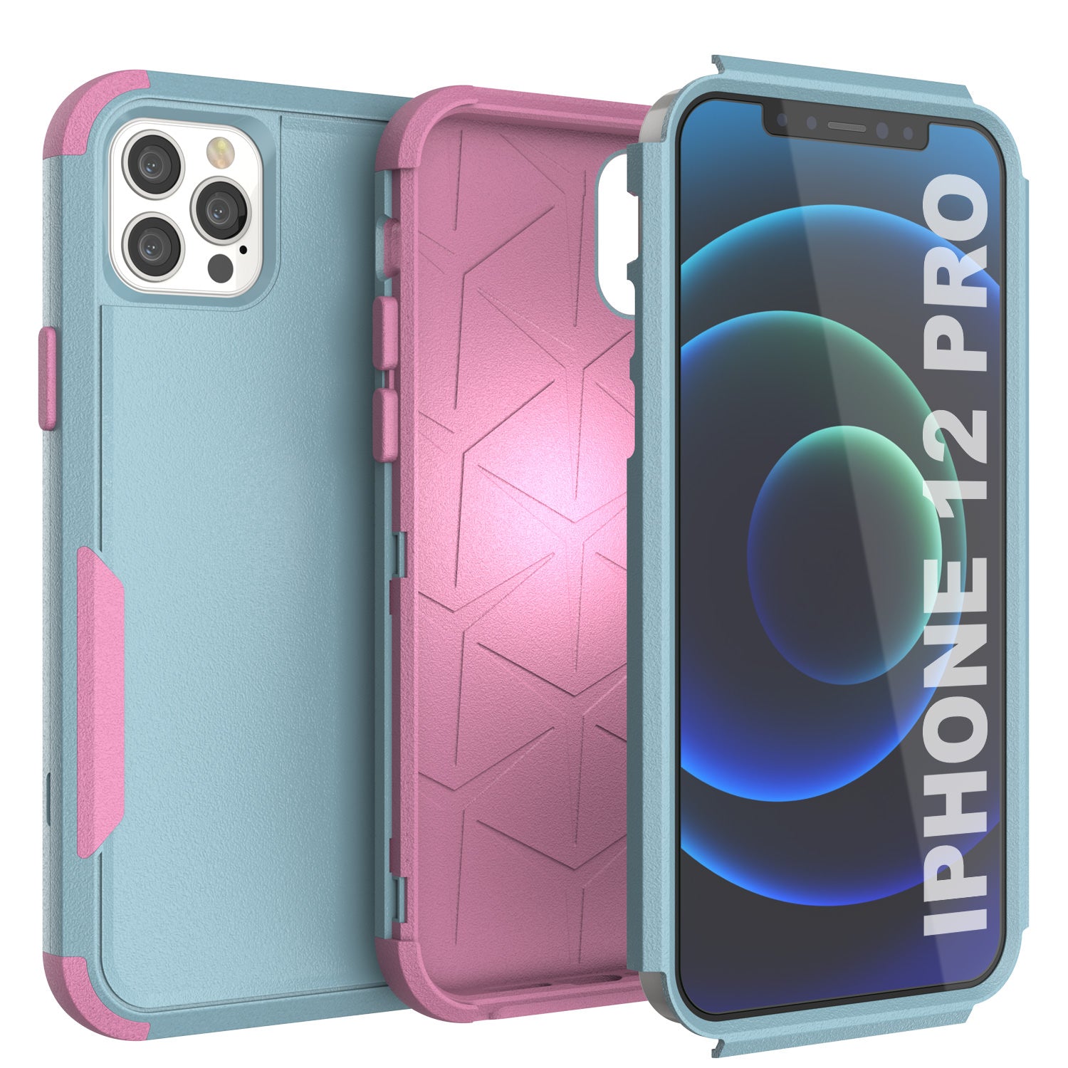 Punkcase for iPhone 12 Pro Belt Clip Multilayer Holster Case [Patron Series] [Mint-Pink]
