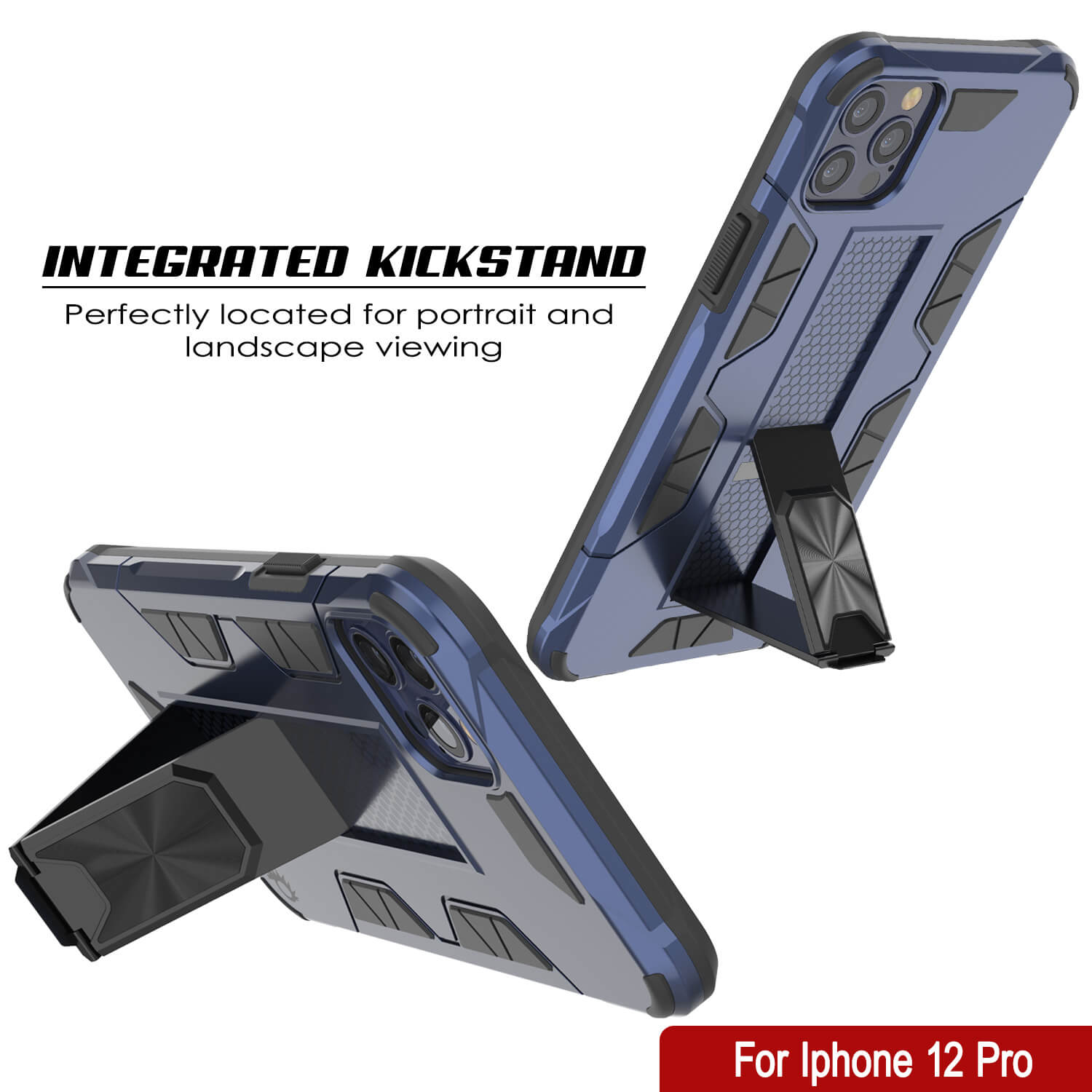 Punkcase iPhone 12 Pro Case [ArmorShield Series] Military Style Protective Dual Layer Case Navy-Blue