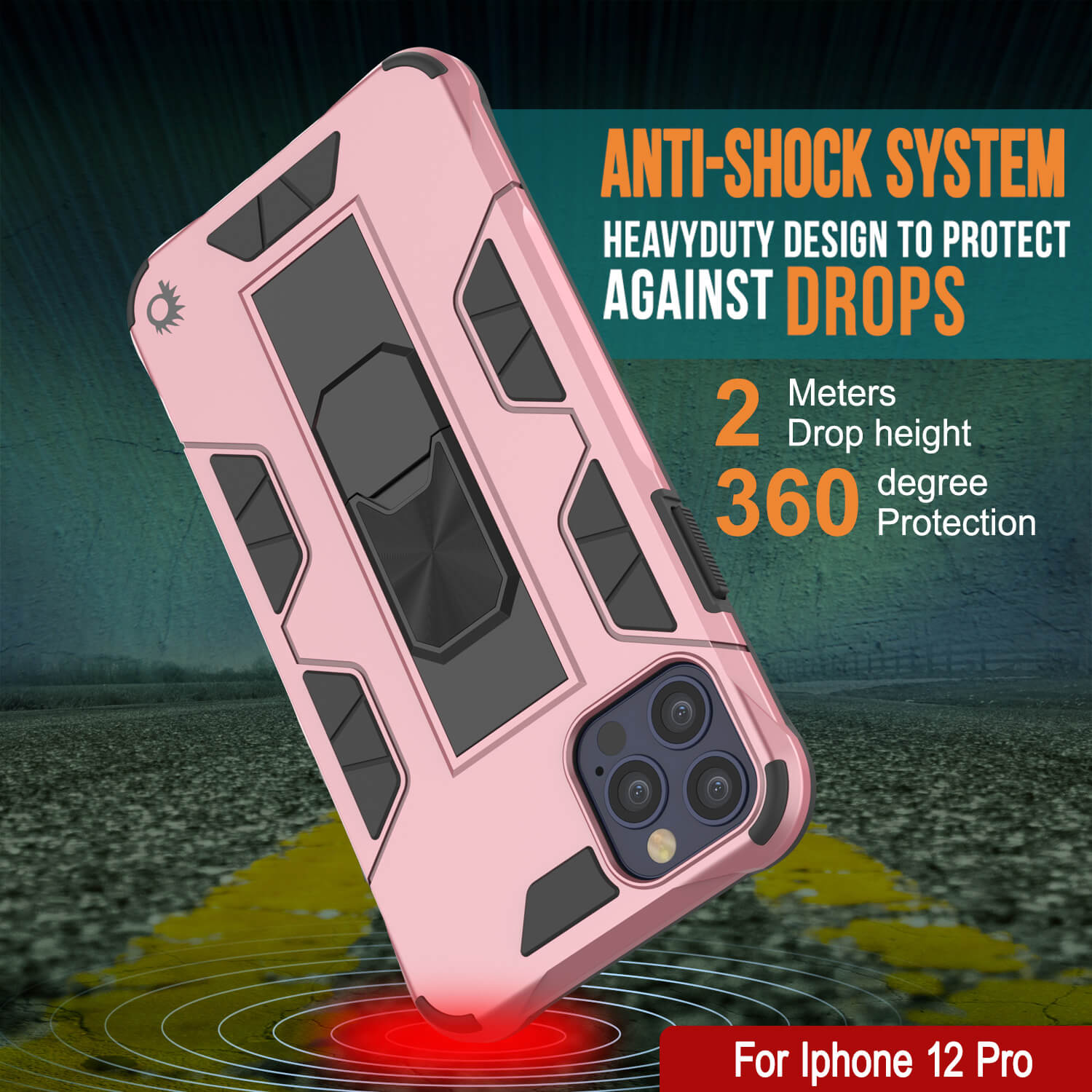Punkcase iPhone 12 Pro Case [ArmorShield Series] Military Style Protective Dual Layer Case Rose-Gold