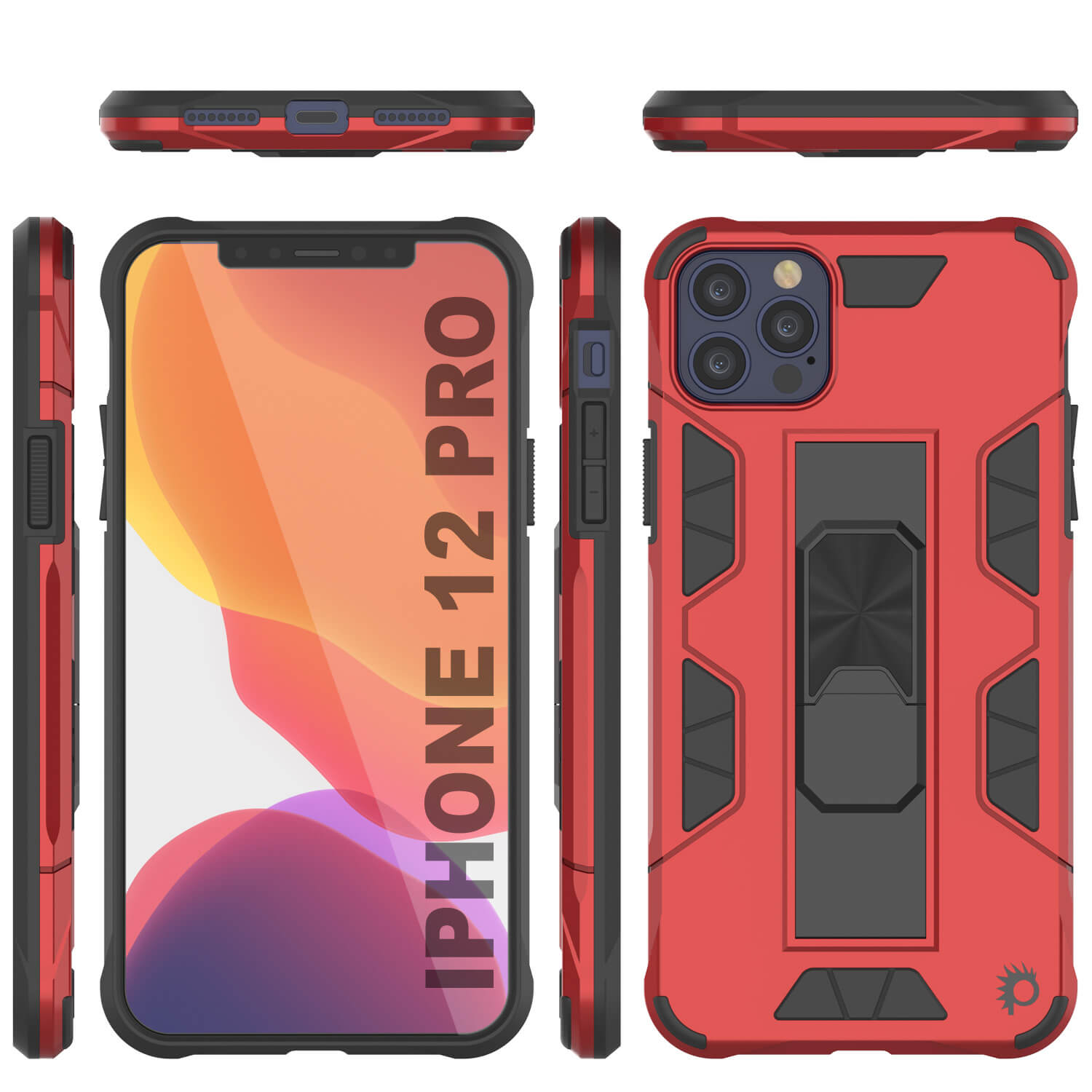 Punkcase iPhone 12 Pro Case [ArmorShield Series] Military Style Protective Dual Layer Case Red