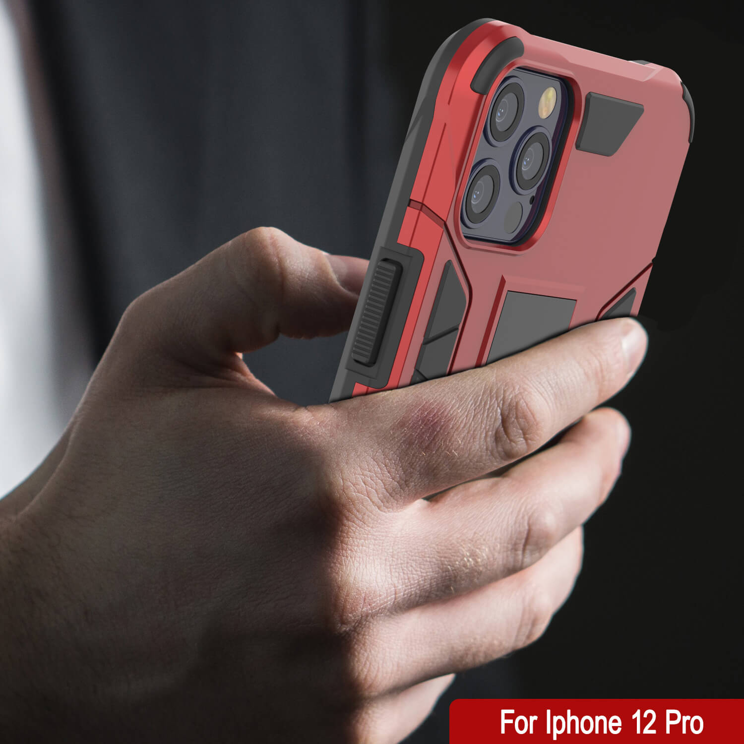 Punkcase iPhone 12 Pro Case [ArmorShield Series] Military Style Protective Dual Layer Case Red