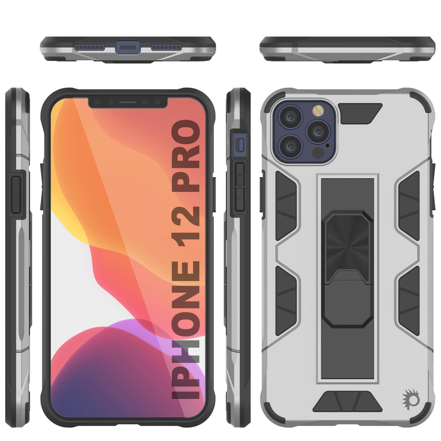 Punkcase iPhone 12 Pro Case [ArmorShield Series] Military Style Protective Dual Layer Case Silver