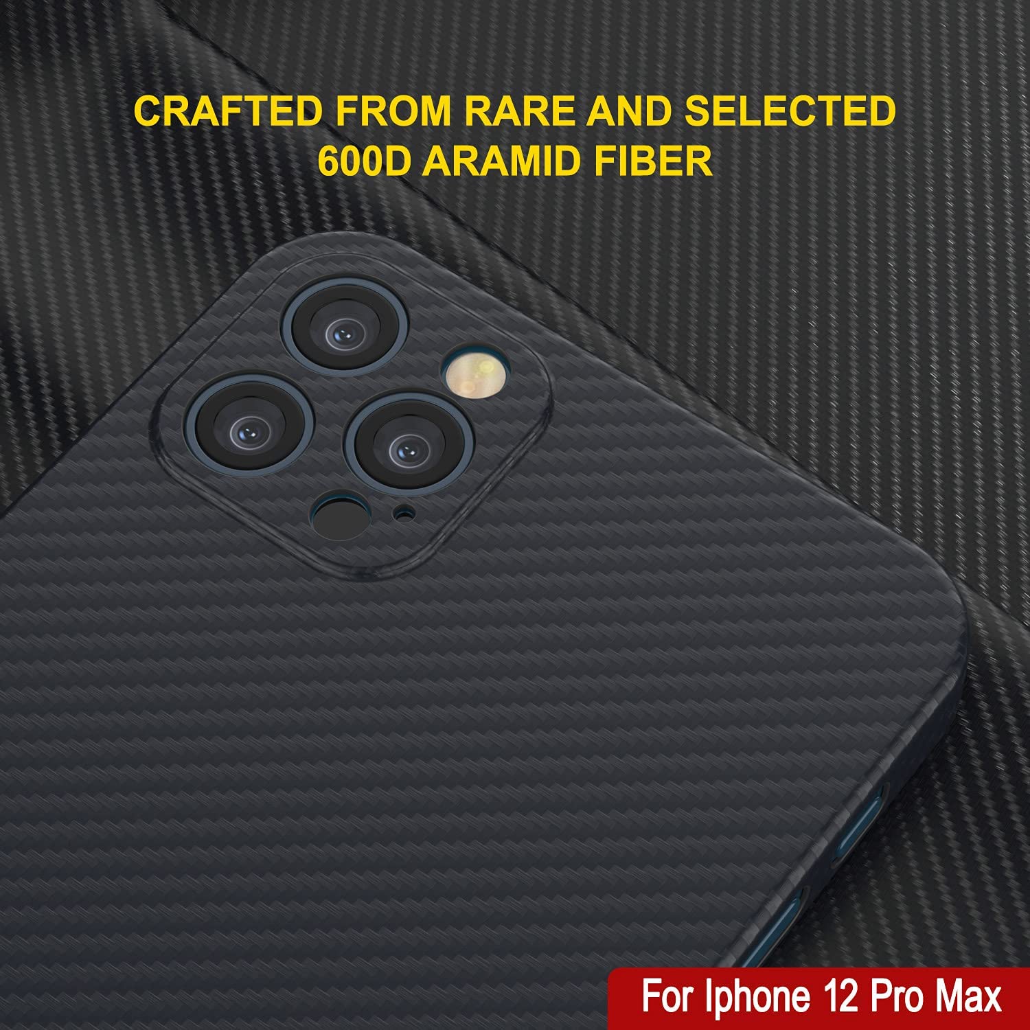 Punkcase iPhone 12 Pro Max Carbon Fiber Case [AramidShield Series] Ultra Slim & Light Kevlar