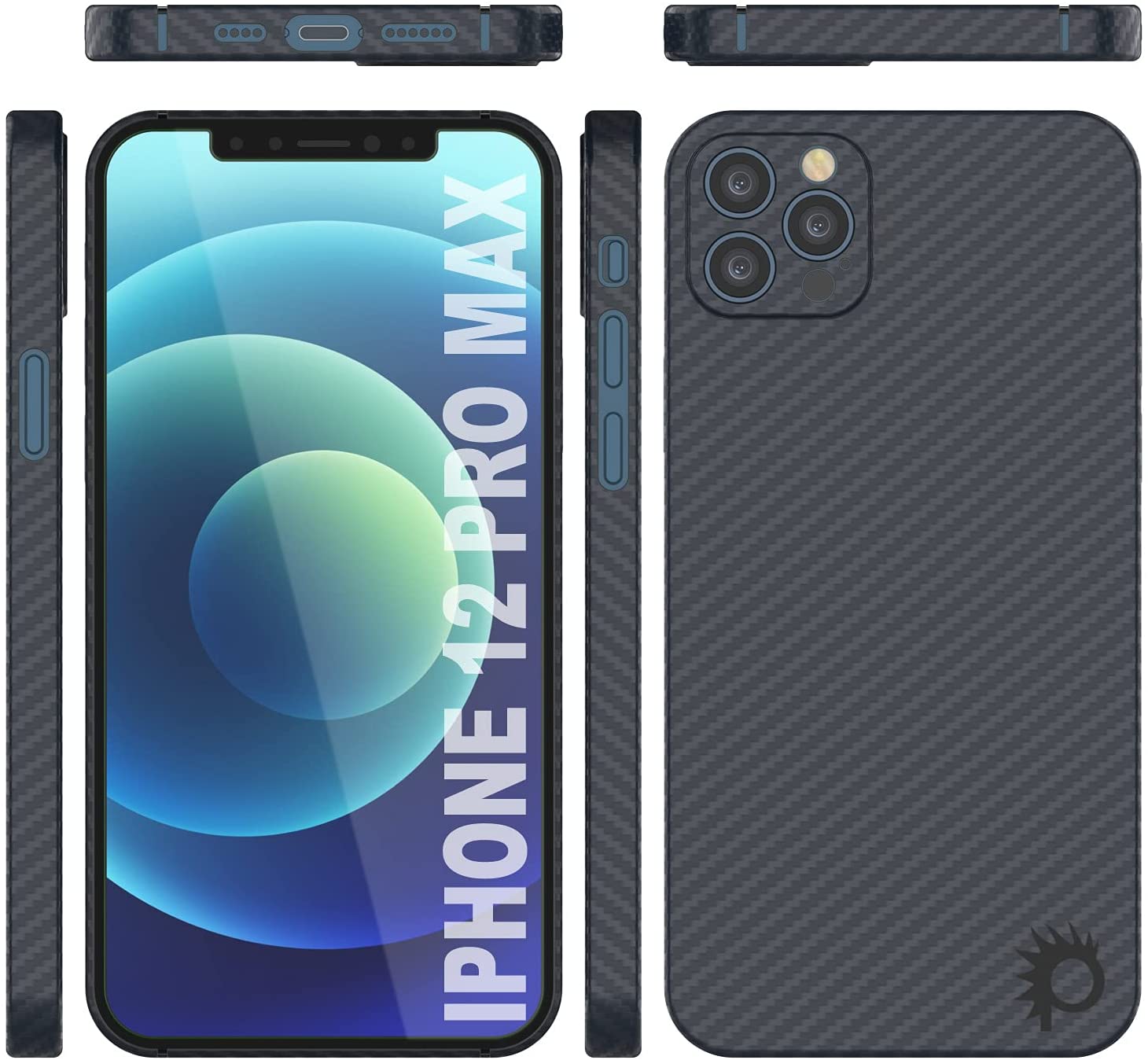 Punkcase iPhone 12 Pro Max Carbon Fiber Case [AramidShield Series] Ultra Slim & Light Kevlar