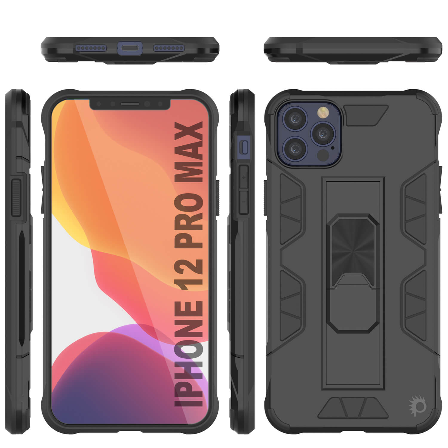 Punkcase iPhone 12 Pro Max Case [ArmorShield Series] Military Style Protective Dual Layer Case Black