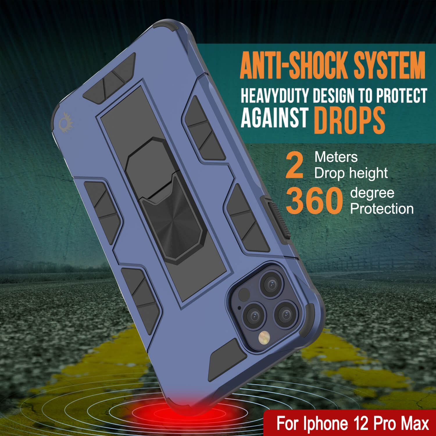 Punkcase iPhone 12 Pro Max Case [ArmorShield Series] Military Style Protective Dual Layer Case Navy-Blue