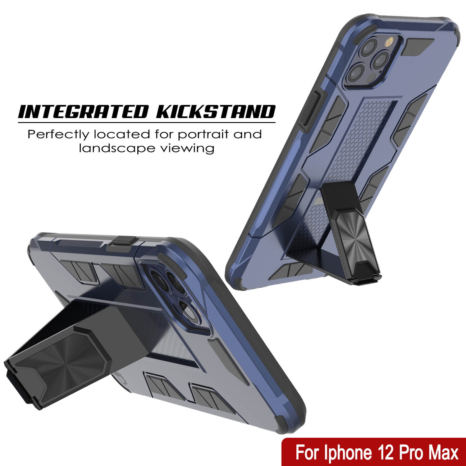 Punkcase iPhone 12 Pro Max Case [ArmorShield Series] Military Style Protective Dual Layer Case Navy-Blue