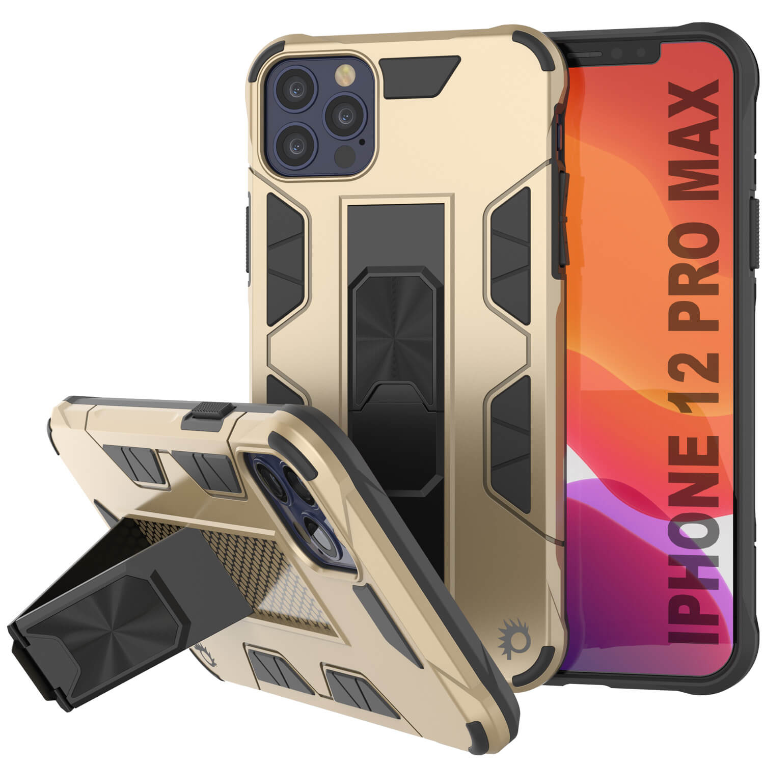 Punkcase iPhone 12 Pro Max Case [ArmorShield Series] Military Style Protective Dual Layer Case Gold - Gold