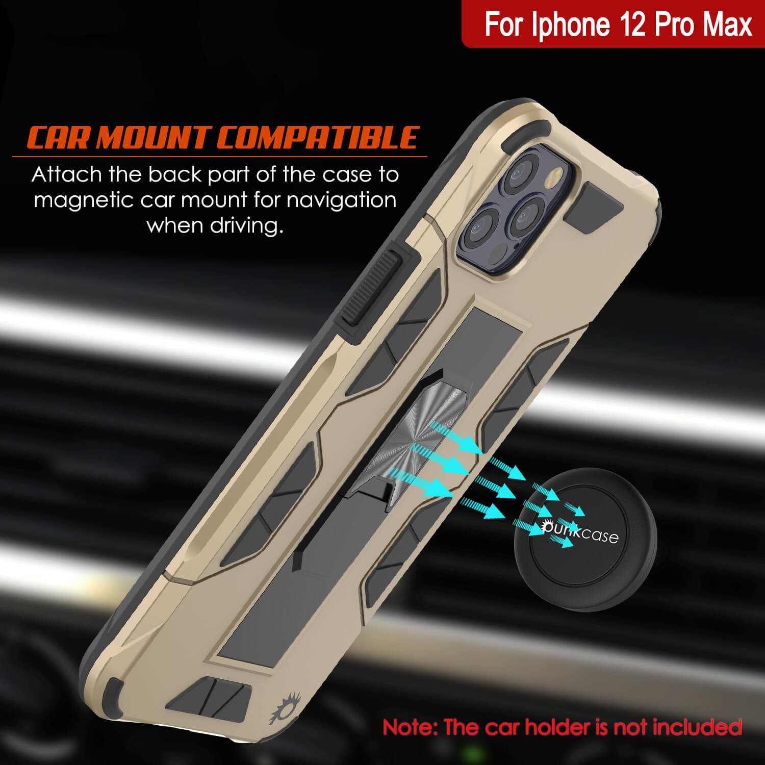 Punkcase iPhone 12 Pro Max Case [ArmorShield Series] Military Style Protective Dual Layer Case Gold