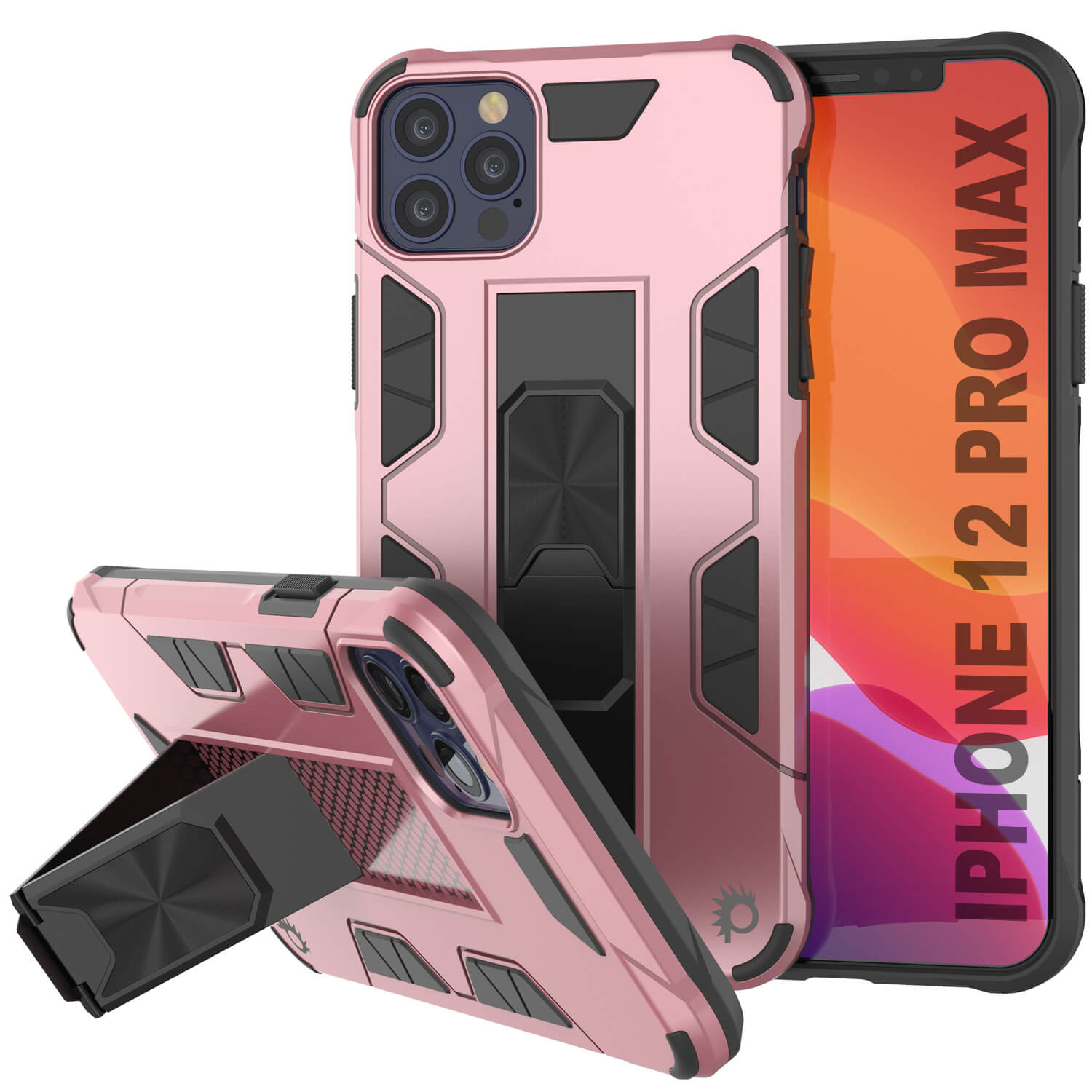 Punkcase iPhone 12 Pro Max Case [ArmorShield Series] Military Style Protective Dual Layer Case Rose-Gold