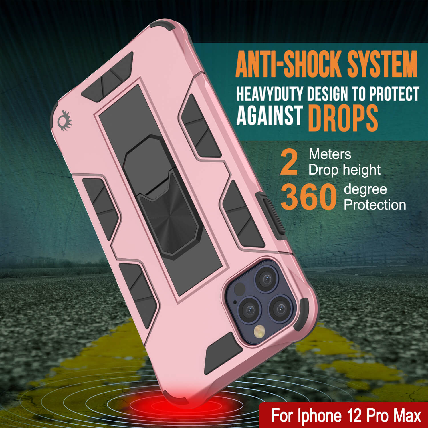Punkcase iPhone 12 Pro Max Case [ArmorShield Series] Military Style Protective Dual Layer Case Rose-Gold