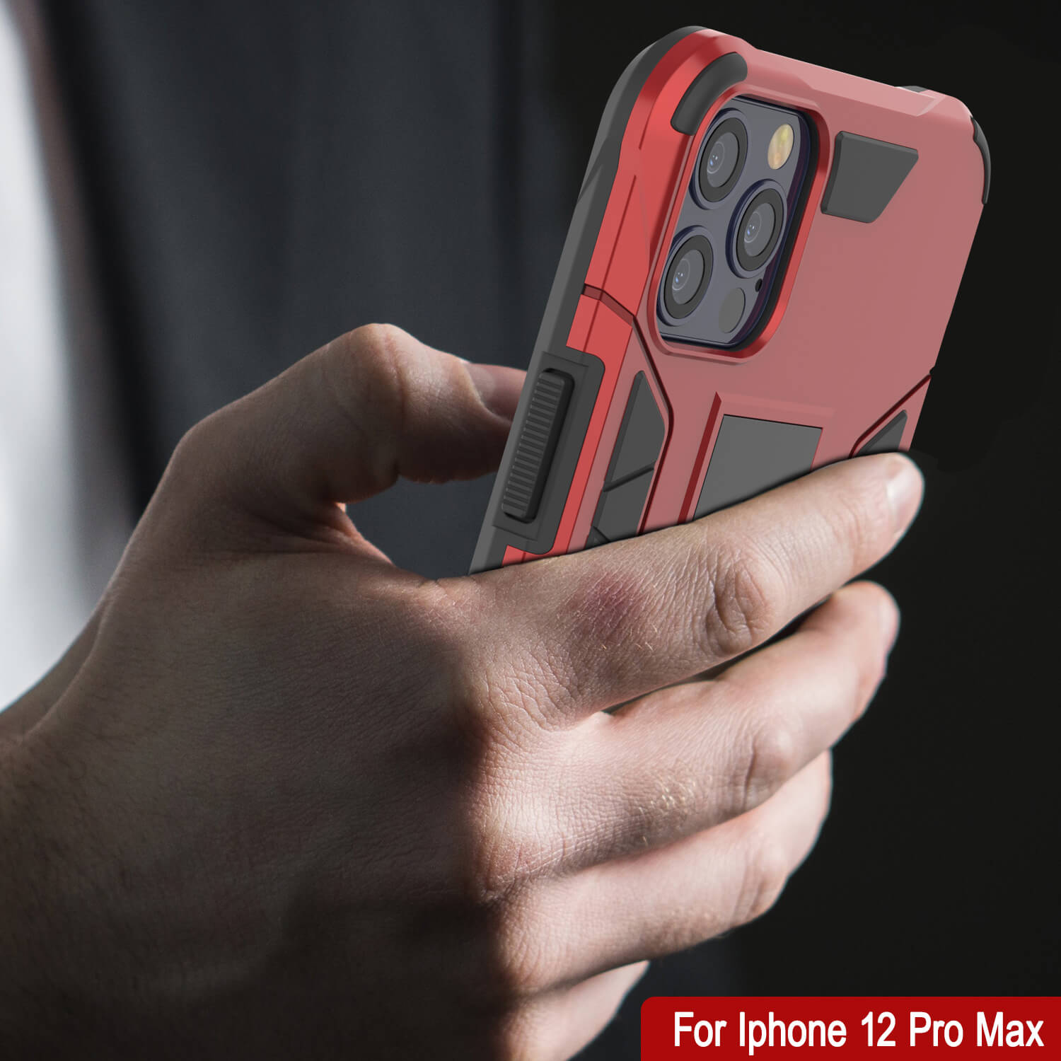 Punkcase iPhone 12 Pro Max Case [ArmorShield Series] Military Style Protective Dual Layer Case Red