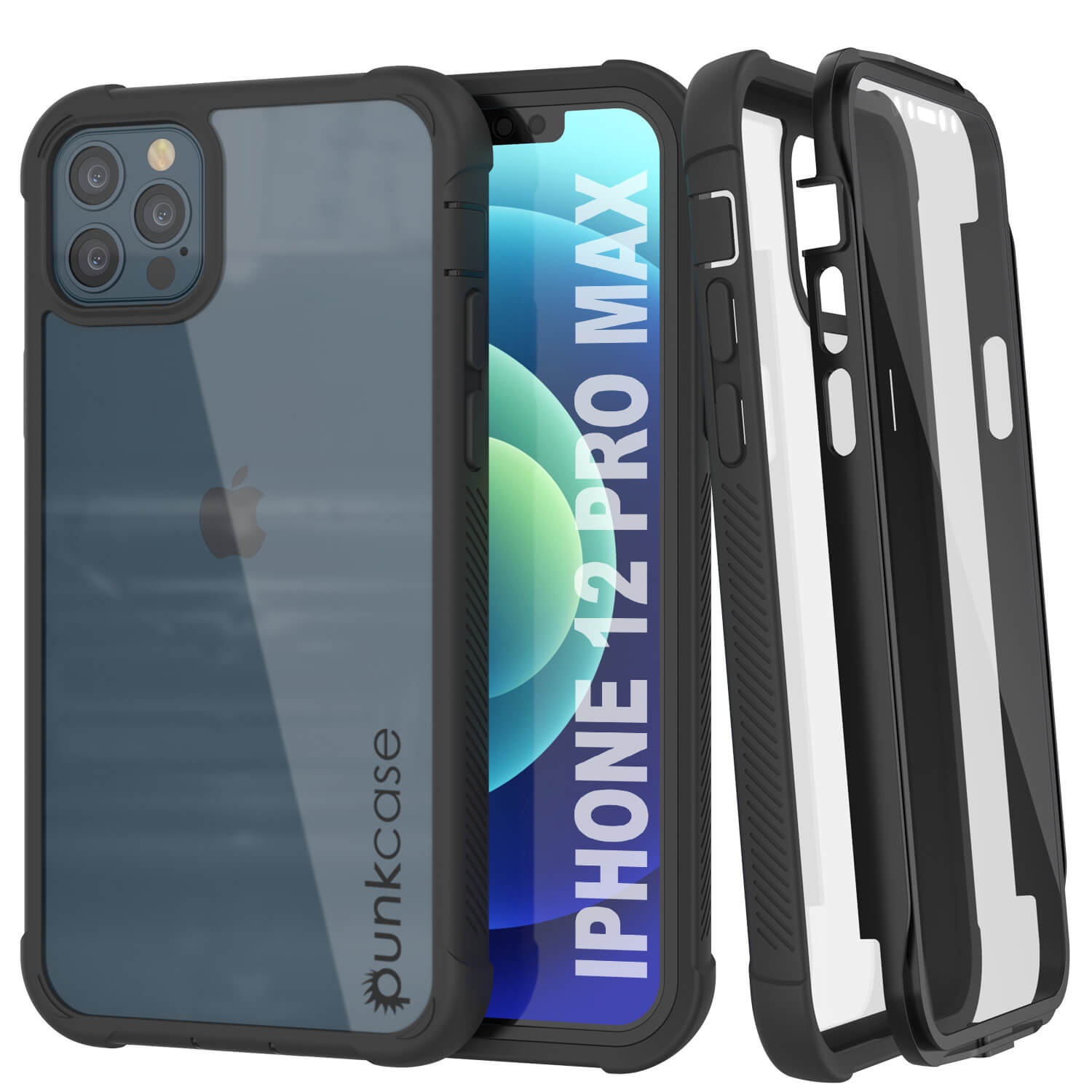 Casebus iPhone 12 Pro Max Case with Built in Privacy Screen Protector - Full Body Protective - Dual Layer Rugged Clear Bumper Case - Black